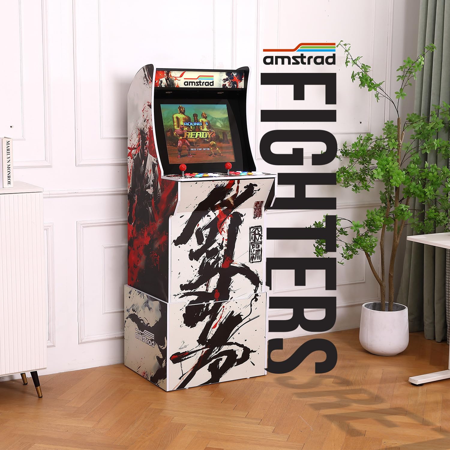 Borne d'arcade AMSTRAD modèle Fighters avec 2800 Jeux - Ecran 19" 4:3 - 2 Joueurs - 16 Boutons rétro éclairés - 3 hauteurs
