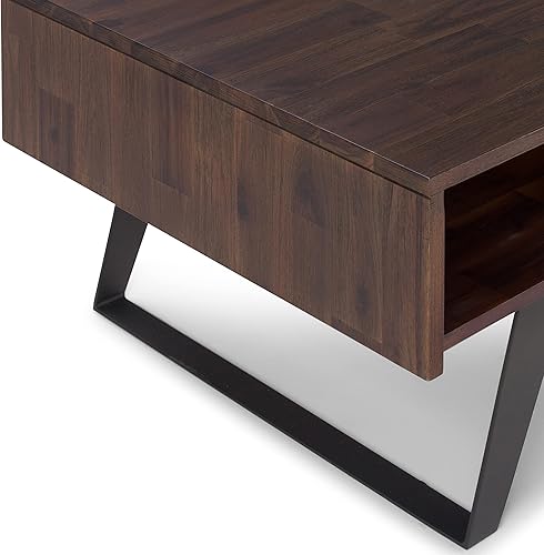 Miniatura 181 de SIMPLIHOME Lowry - Mesa auxiliar cuadrada de madera de acacia maciza y metal, de 22 pulgadas de ancho, moderna, industrial en marrón envejecido café