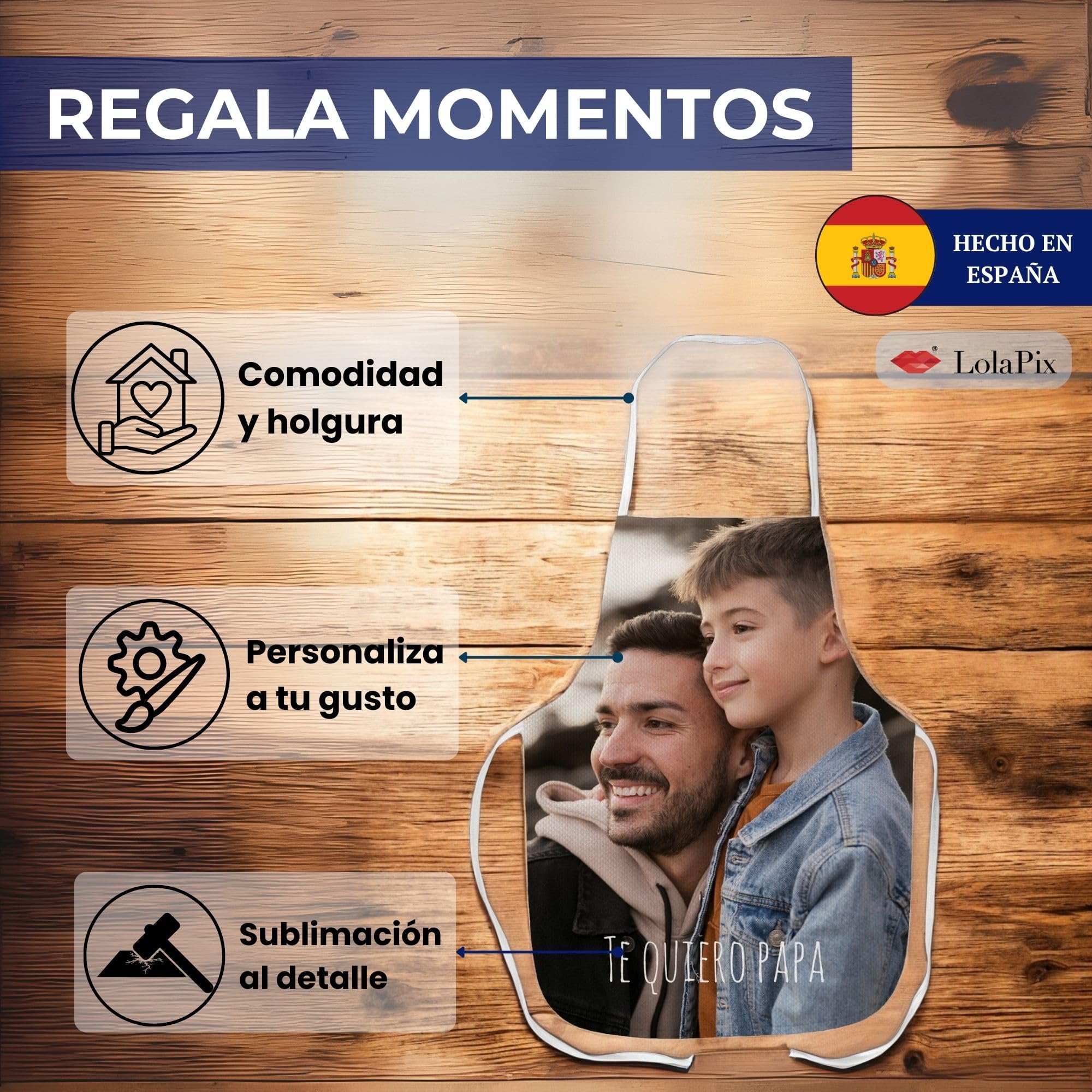 LolaPix Delantal Personalizado Mujer Hombre. Delantal Cocina Hombre. Regalo Personalizado Mujer. Delantales Personalizados. Regalos Cocineros. Regalo amigo invisible. Delantales Originales 75x63cm