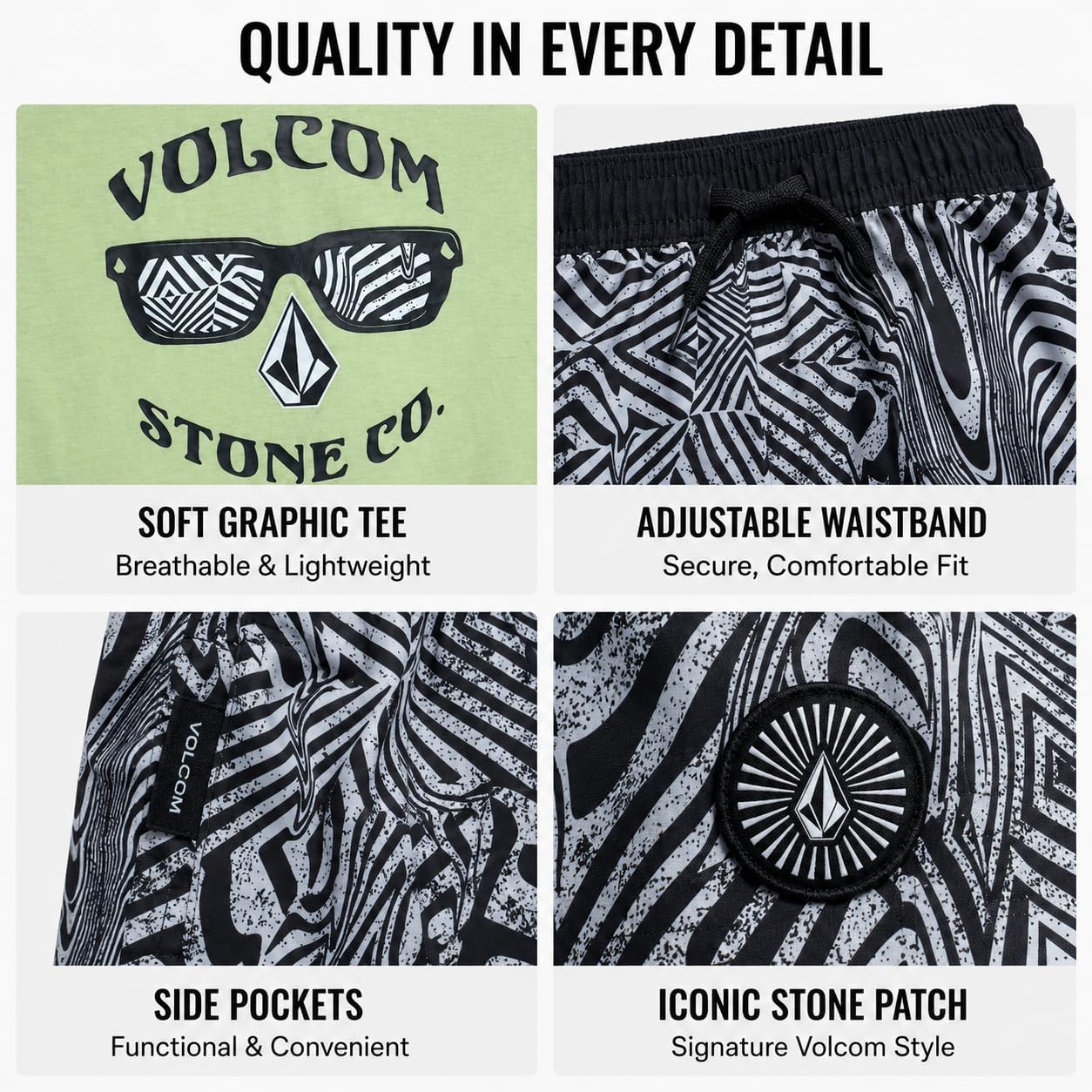 Volcom Baby Boys Swim Set 2-Piece Short Sleeve Tee Quick Dry Board Shorts image 4