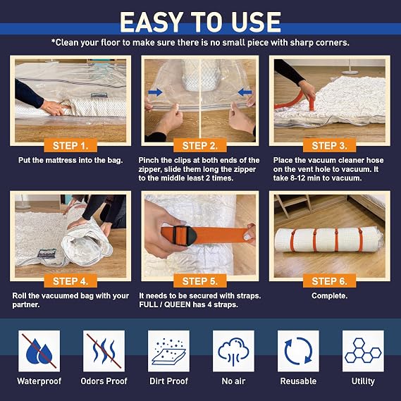 Mattress Vacuum Storage Bag for Memory Foam, Latex and Hybrid Mattress