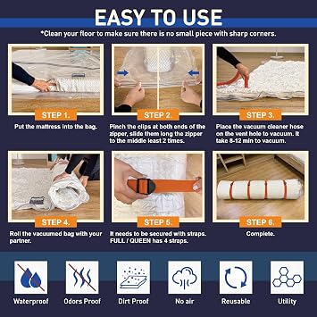 Mattress Vacuum Storage Bag for Memory Foam, Latex and Hybrid Mattress