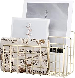 Azonee Desktop Mail Organizer File Organizer Metal Wire Mail Sorter Letter Organizer Magazine Rack for Letters