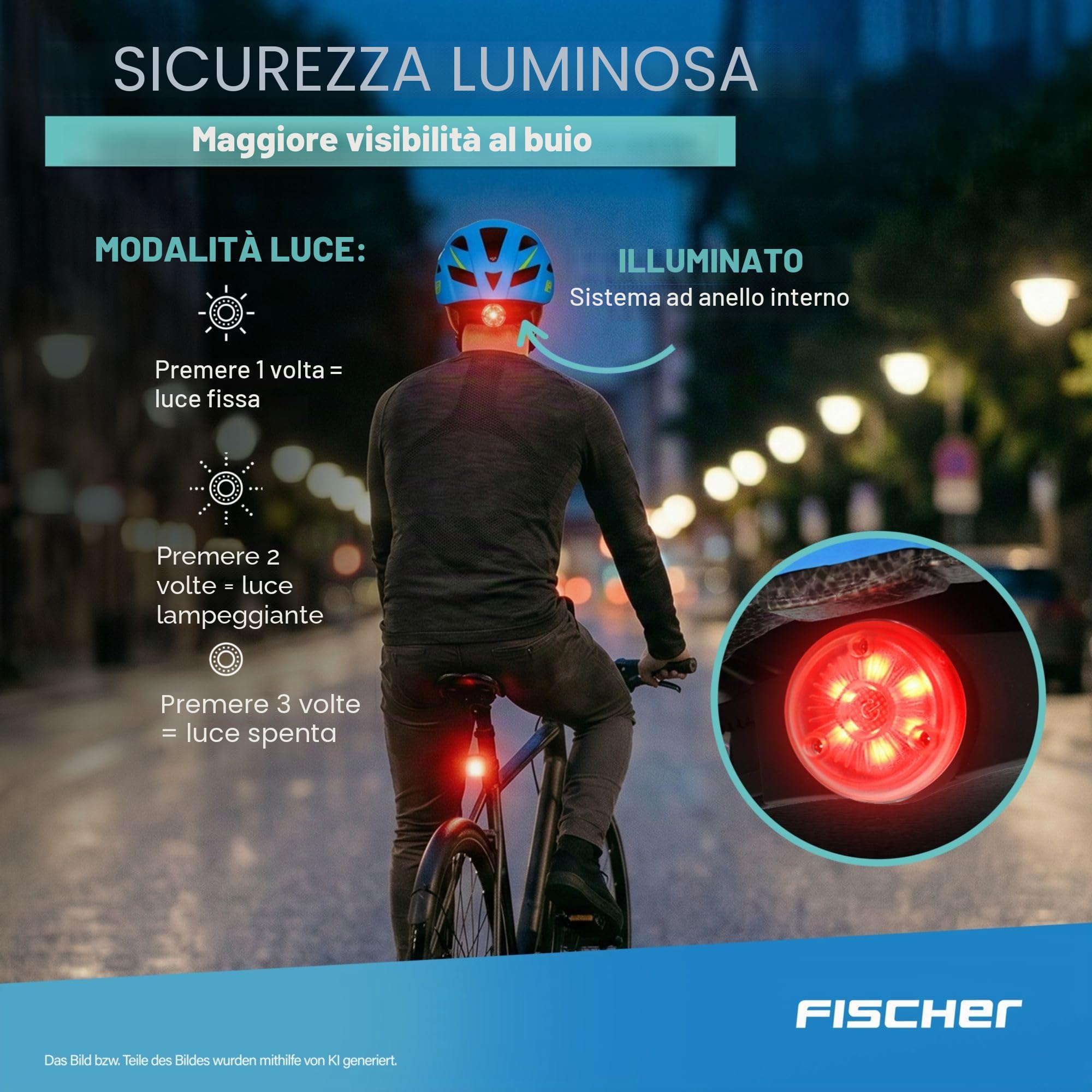 FISCHER Fahrradhelm Casco da bicicletta, Unisex-Adulto, Blu (Montis Blue), S/M (52-59)