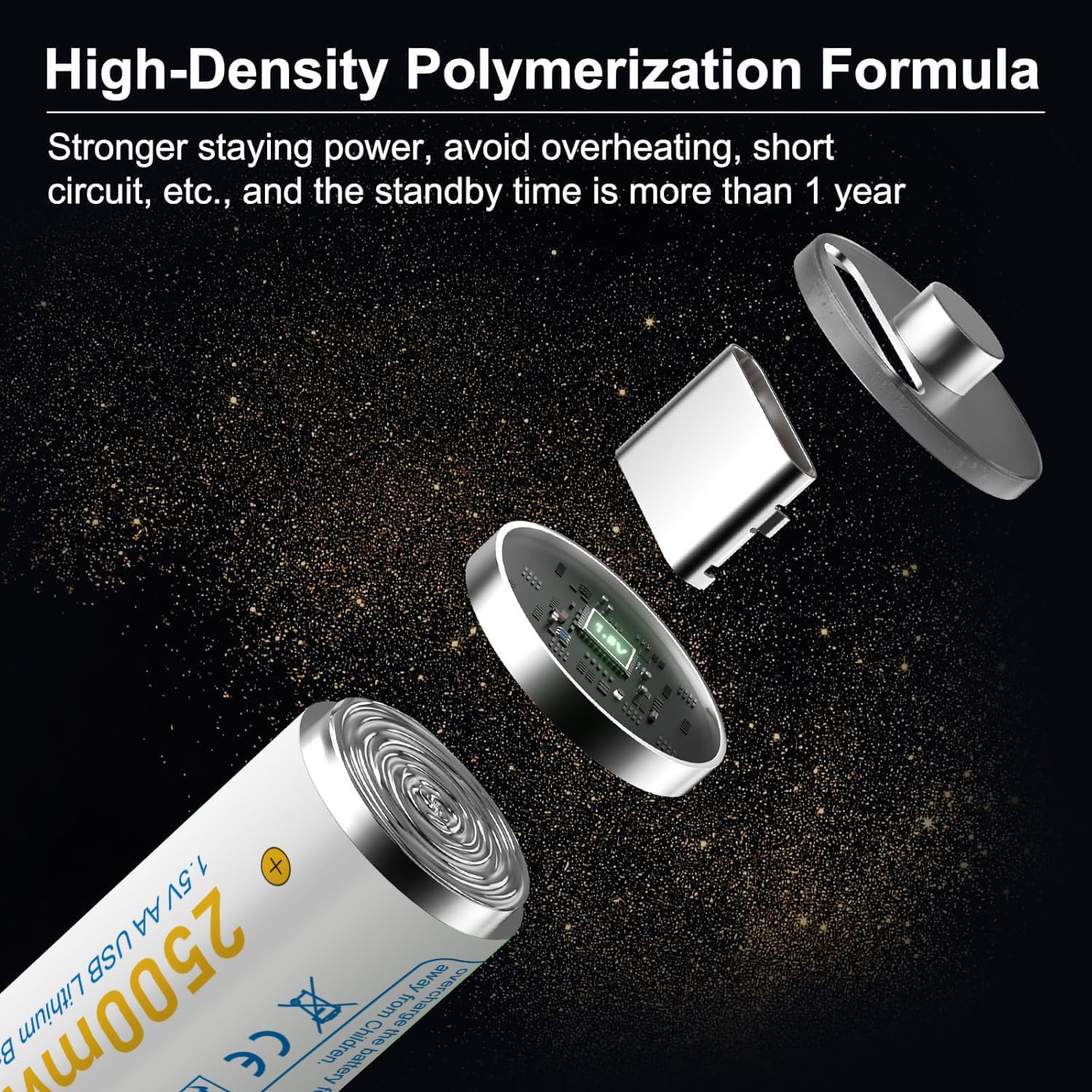 PULOMI 16pcs AA Battery USB/Type-C AA Rechargeable Batteries, High Capacity 1.5V 1666mAh 2500mWh 1.5 Hours Fast Charge, Cycle Times up to 1200x with Type-C Port Charging Cable