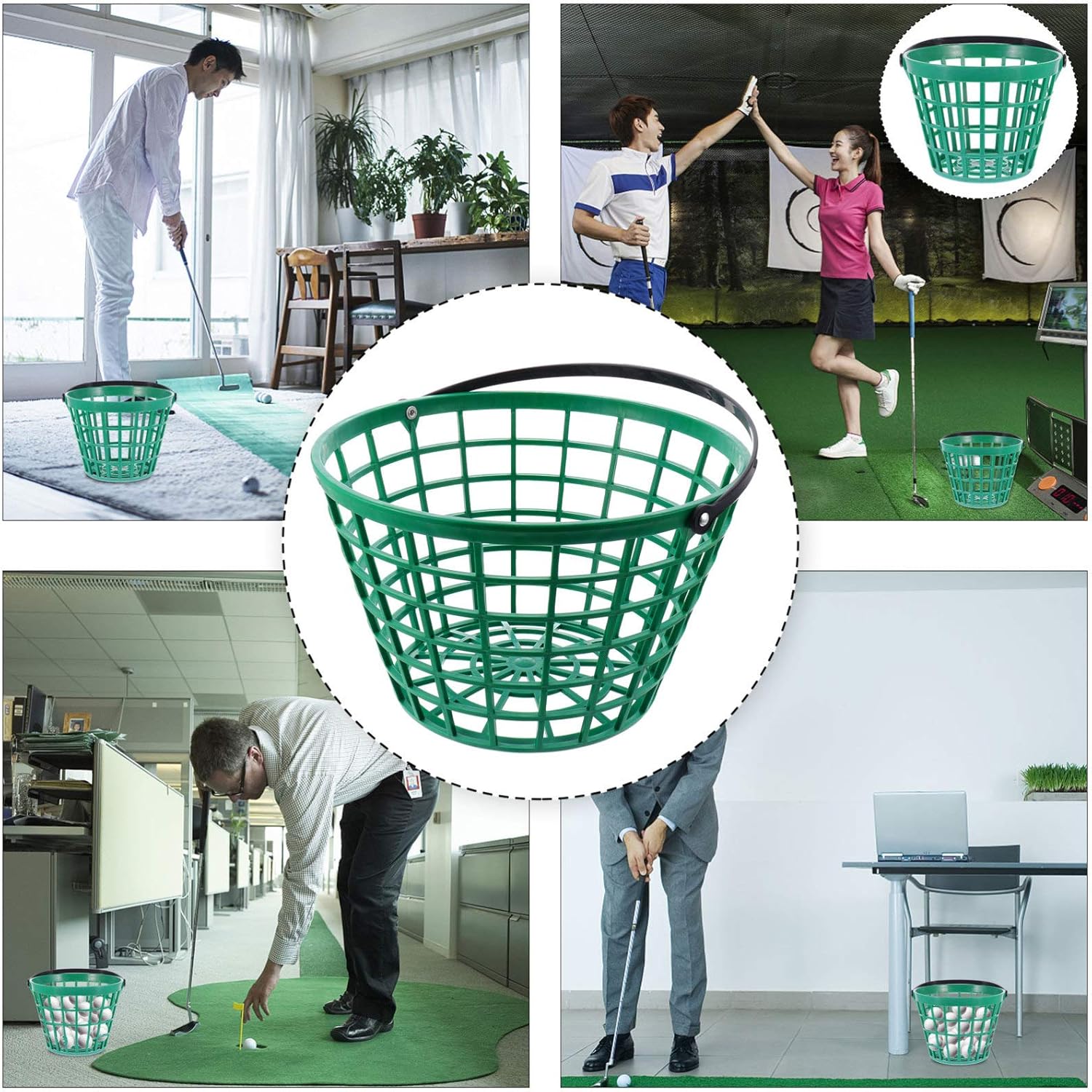 HEMOTON Nylon Golf Ball Storage Basket Lightweight Carrying Handle Durable Bucket for Driving Range Outdoor Use Holds up to Balls Easy to Clean Stackable