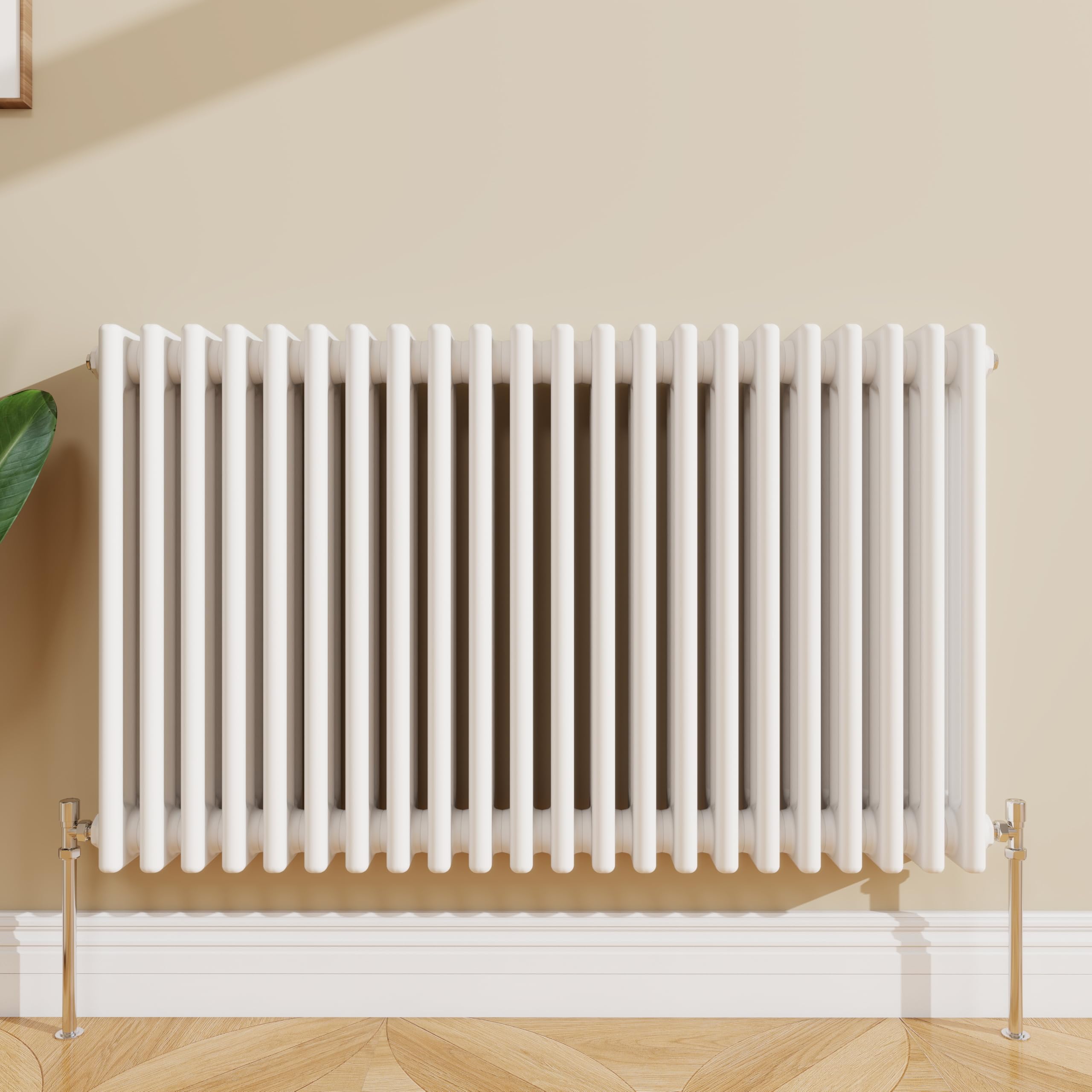 SLINE SANITARY 600x1010mm Cast Iron Style Traditional 3 Column Horizontal White Central Heating Radiator