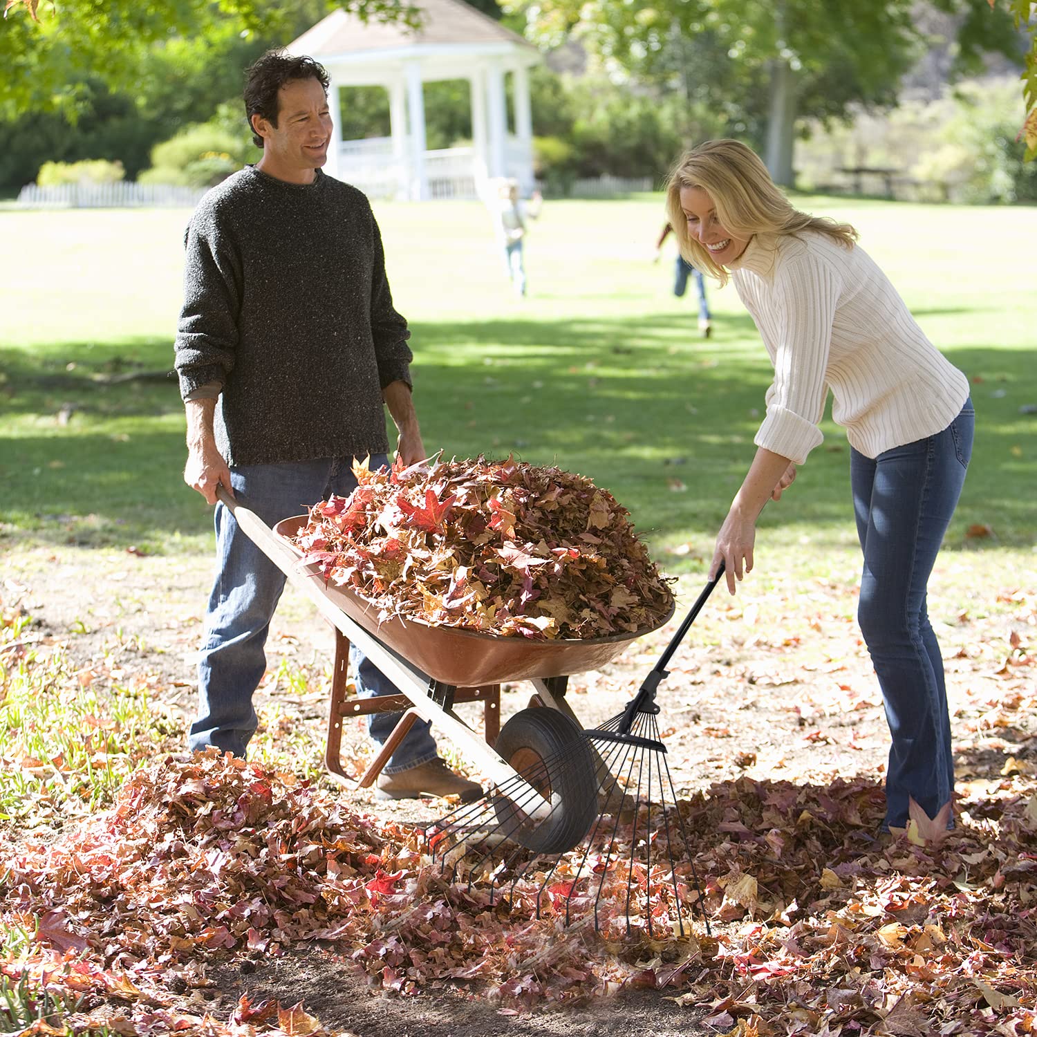 Râteau à Feuilles En Métal Avec Manche En Bois - KADAX - Outil De Jardinage Pour Pelouse Et