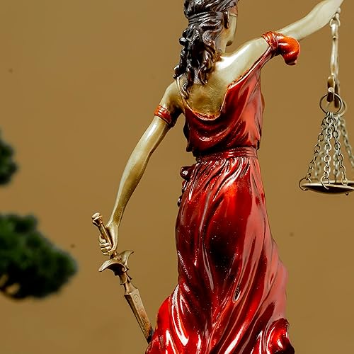 Miniatura 8 de Estatua de bronce ciega de la justicia, figura de justicia Themis de 11 pulgadas (rojo)