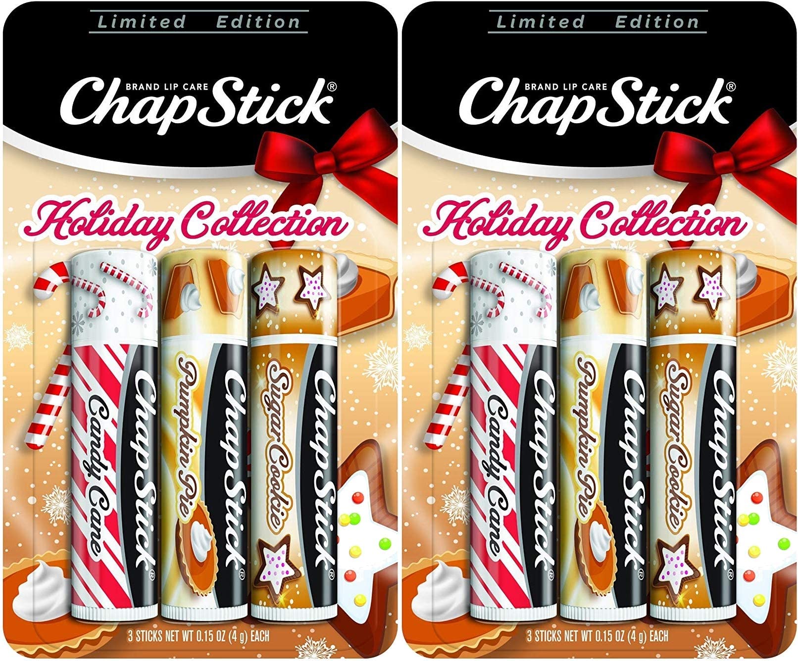 ChapStick Holiday Limited Edition Seasonal Flavored Lip Balm Tube Candy Cane Pumpkin Pie Sugar Cookie Flavors 0 15