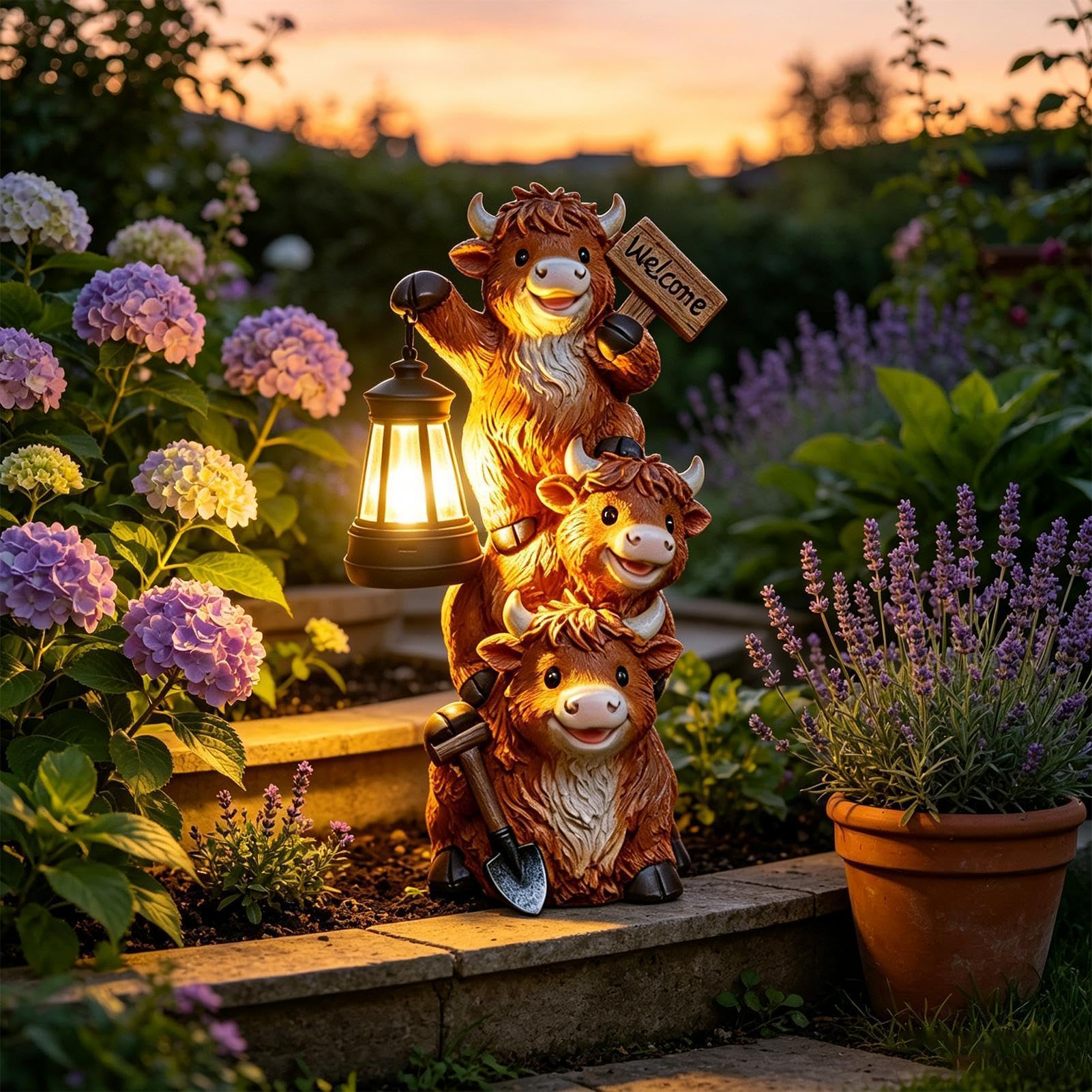 Generico Animali Ornamento Luminoso In Resina Con Benvenuto | Lampada solare per Portico, , Giardino, Terrazza, Cortile, Prato, Patio e Ingresso