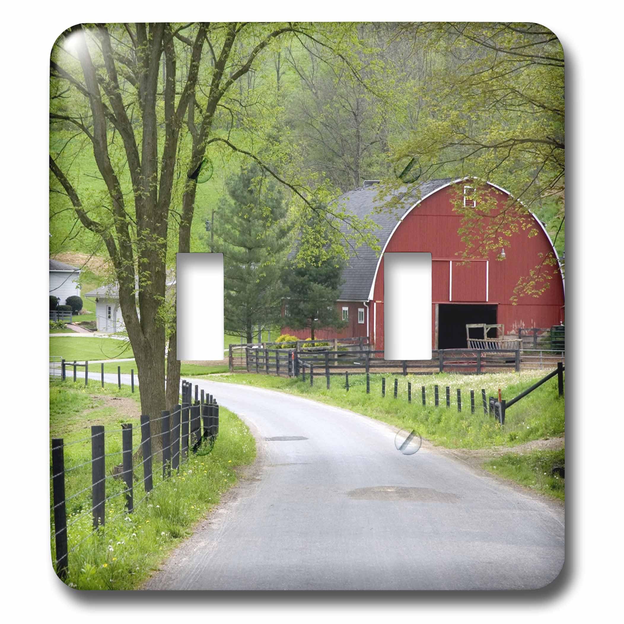 Interrupteur double décoratif imprimé grange rouge et ferme Ohio David R Frazier