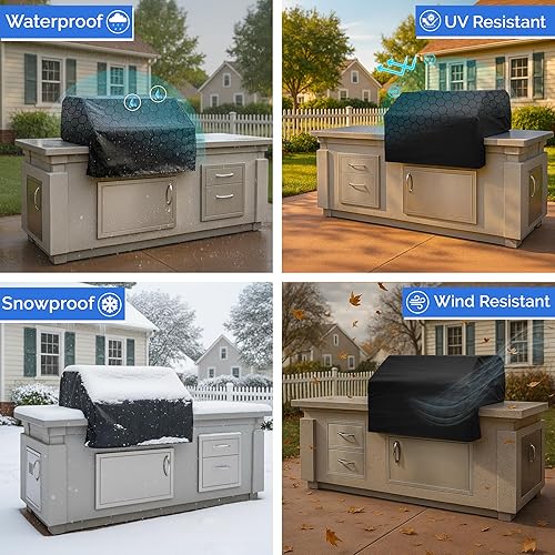 Miniatura 2 de Covers & All Built-in Grill Cover for Outdoor Grill – Heavy Duty 12 oz Waterproof Built-in BBQ Grill Cover, PVC-Coated Polyester with Elastic Hem