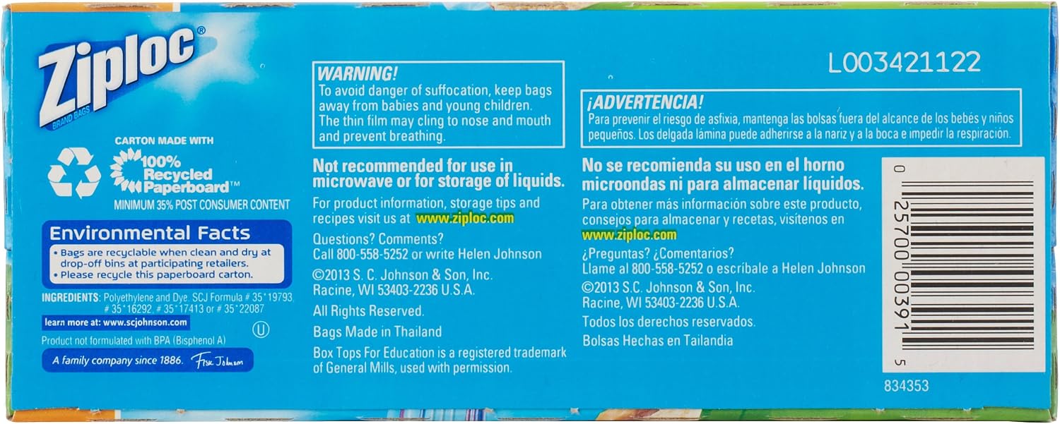Ziploc Bag, Sandwich, 100 Count