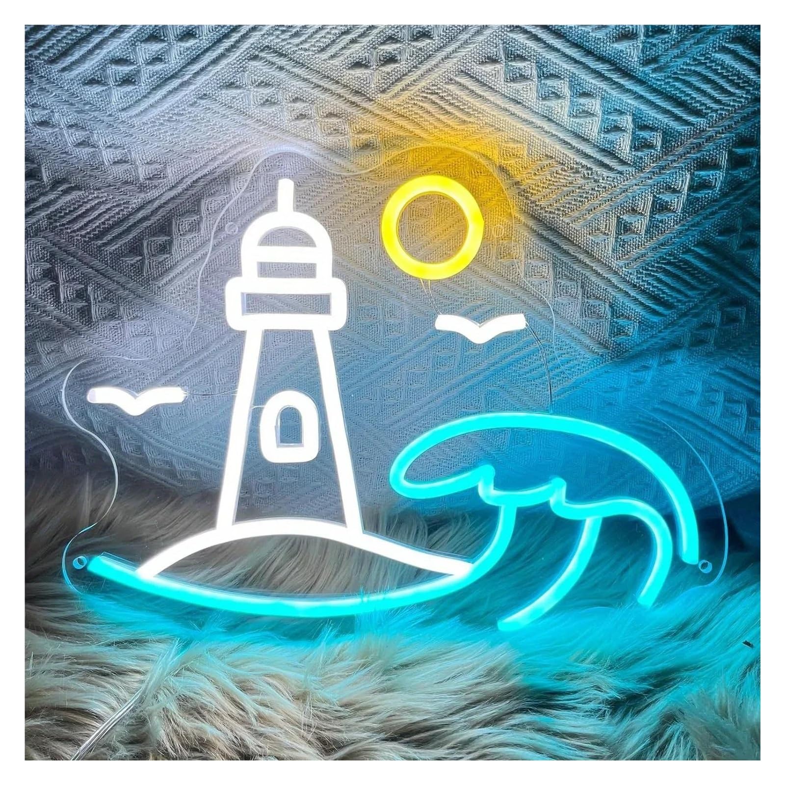 LEMST Signs Lamp Beach Wave Neon Sign Neon Light Sign Luminous Night Light Dimmable for Bedroom Decor Art Wall Decor 34x26cm