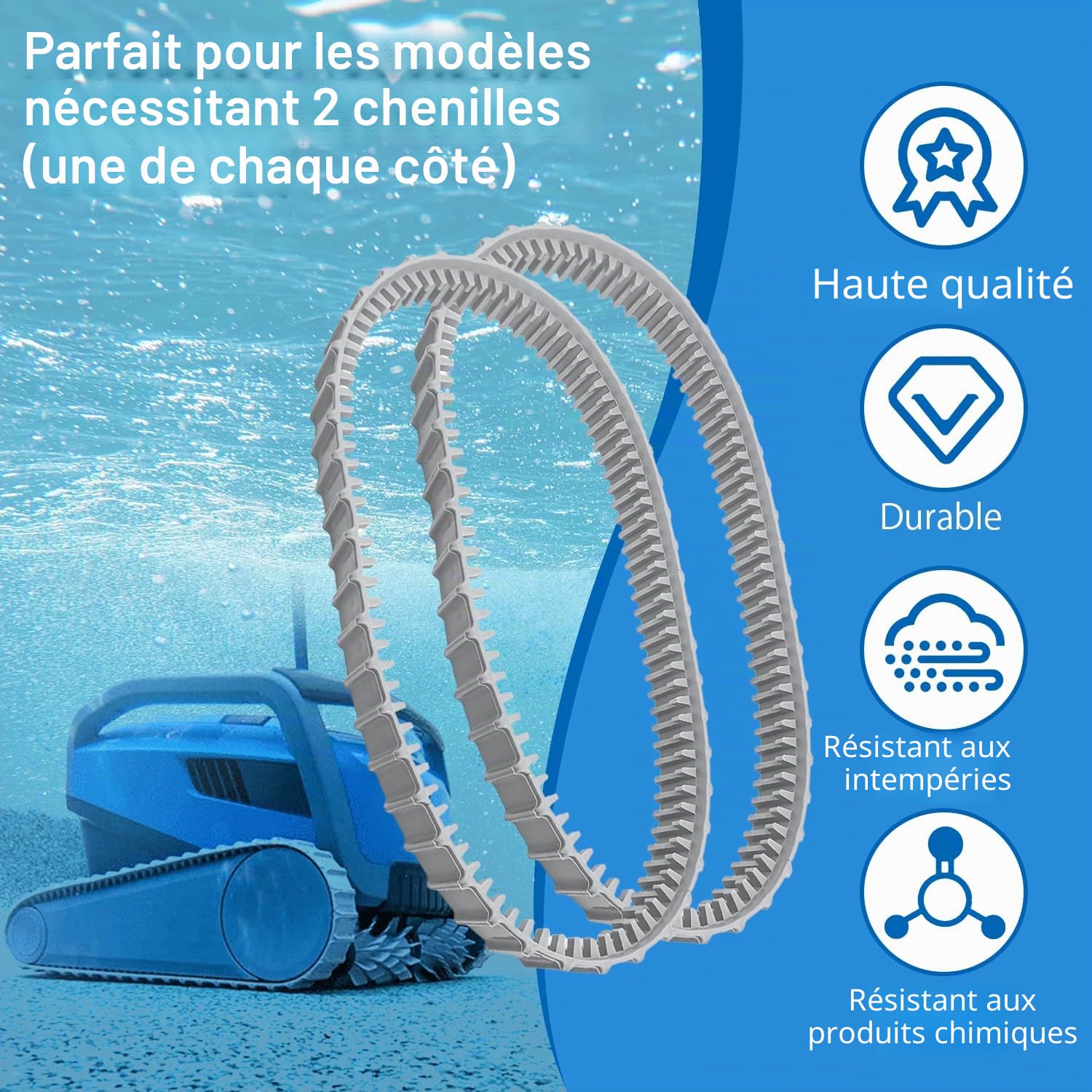 Maytronics Dolphin rails de rechange gris lot de 2 pour nettoyeur de piscine robotique 9983152-R2