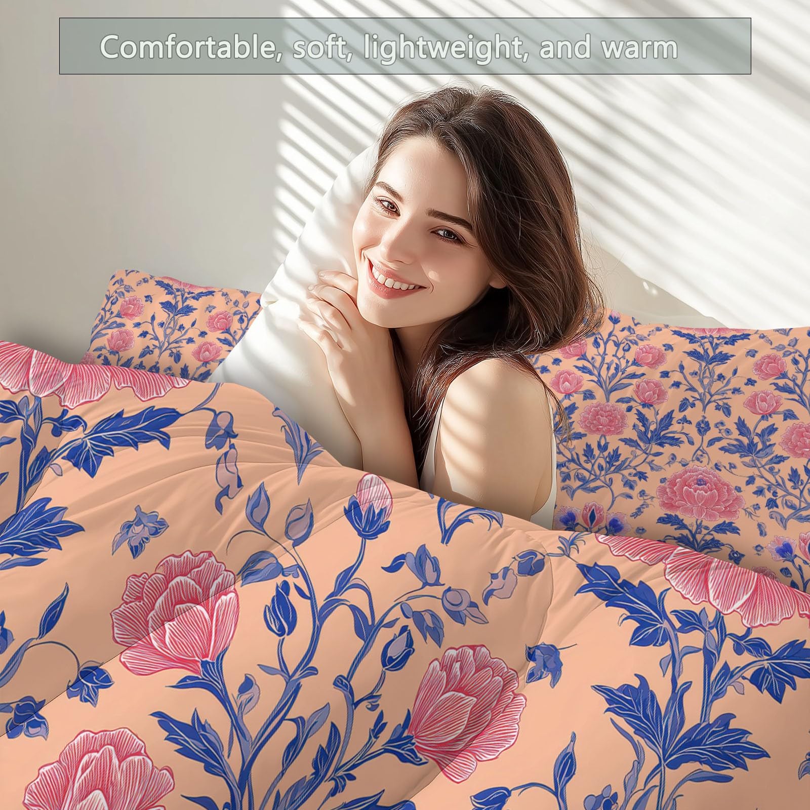 Genérico Edredón Comforter 135 x 200 cm Diseño Infantil Floral Textura Edredon Estampado con Relleno de Fibra, Nórdico Invierno Suave, Ligero, Reversible y Transpirable, Rosa