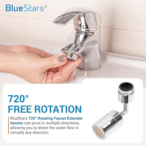 Miniatura 2 de BlueStars Aireador de grifo giratorio de 720 ultra duradero (rosca hembra) - Dos modos de salida de agua - Grifo de filtro universal para