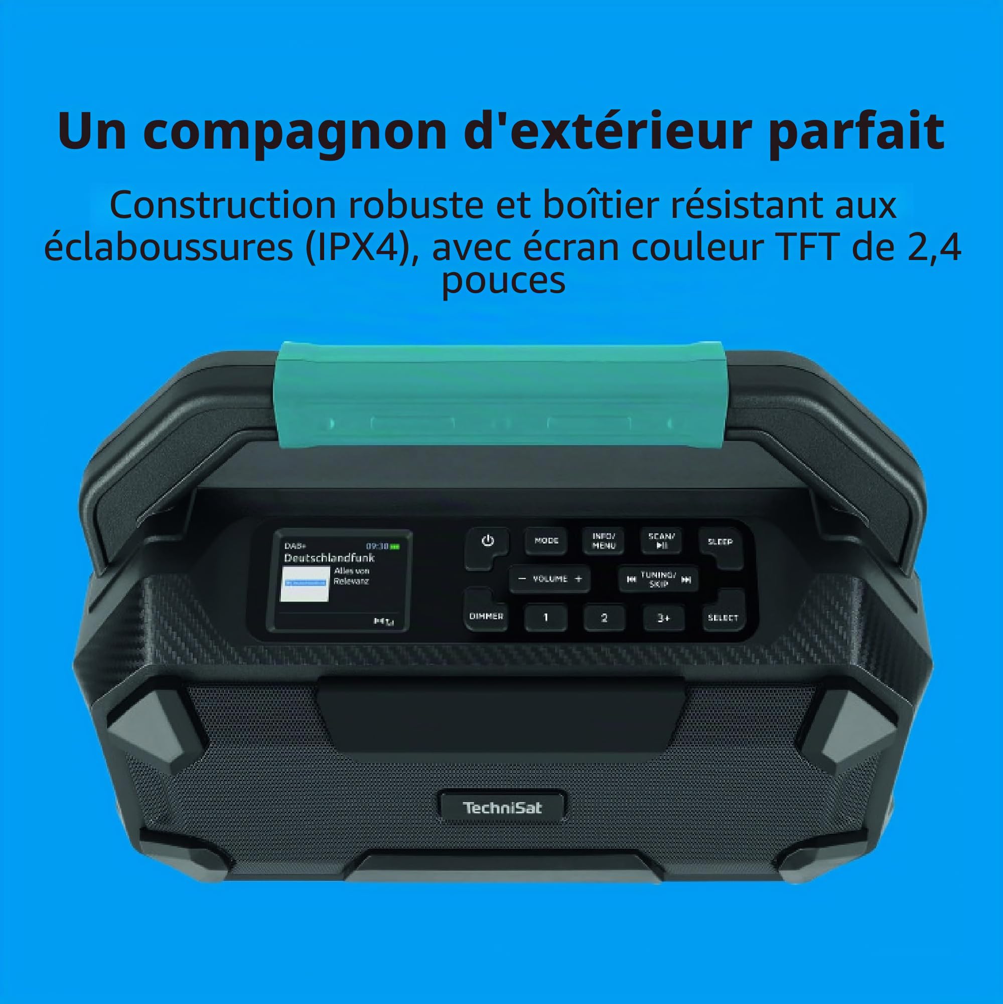 TechniSat Viola 231 OD – Radio de Chantier Compatible avec Batterie Makita (Dab+, FM, AUX in, Bluetooth, IPX4 résistant aux éclaboussures, 2 x 15 W Enceintes stéréo)