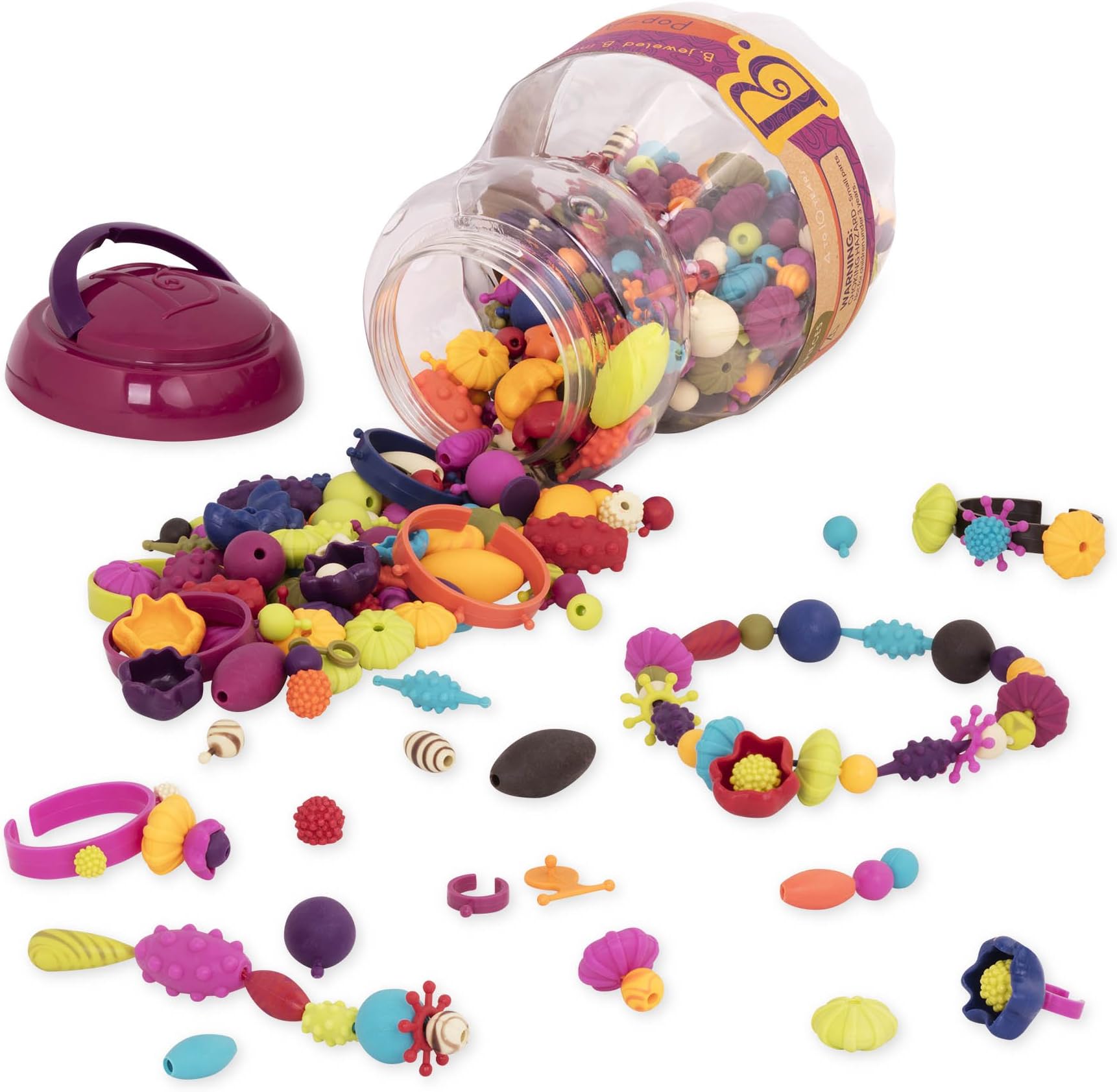 B. toys – Pop Arty! 500 Pieces – Jewlery Making Kit – Creative Pop Snap Bead Set for Kids – DIY Craft Jewelry Making Kit – Necklaces, Rings, Bracelets – 4+ Years