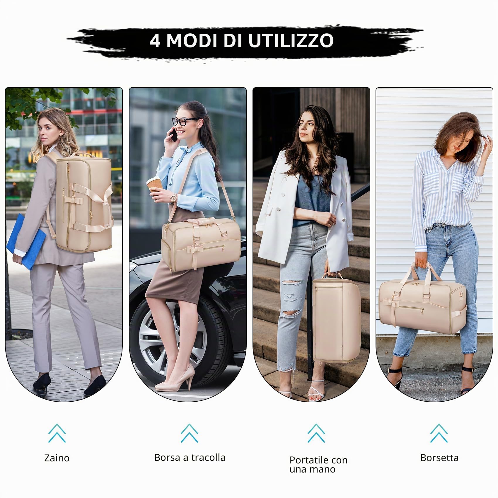Moulyan - Borsone da viaggio convertibile con scomparto per scarpe, 3 in 1, impermeabile, con tracolla, per uomo e donna