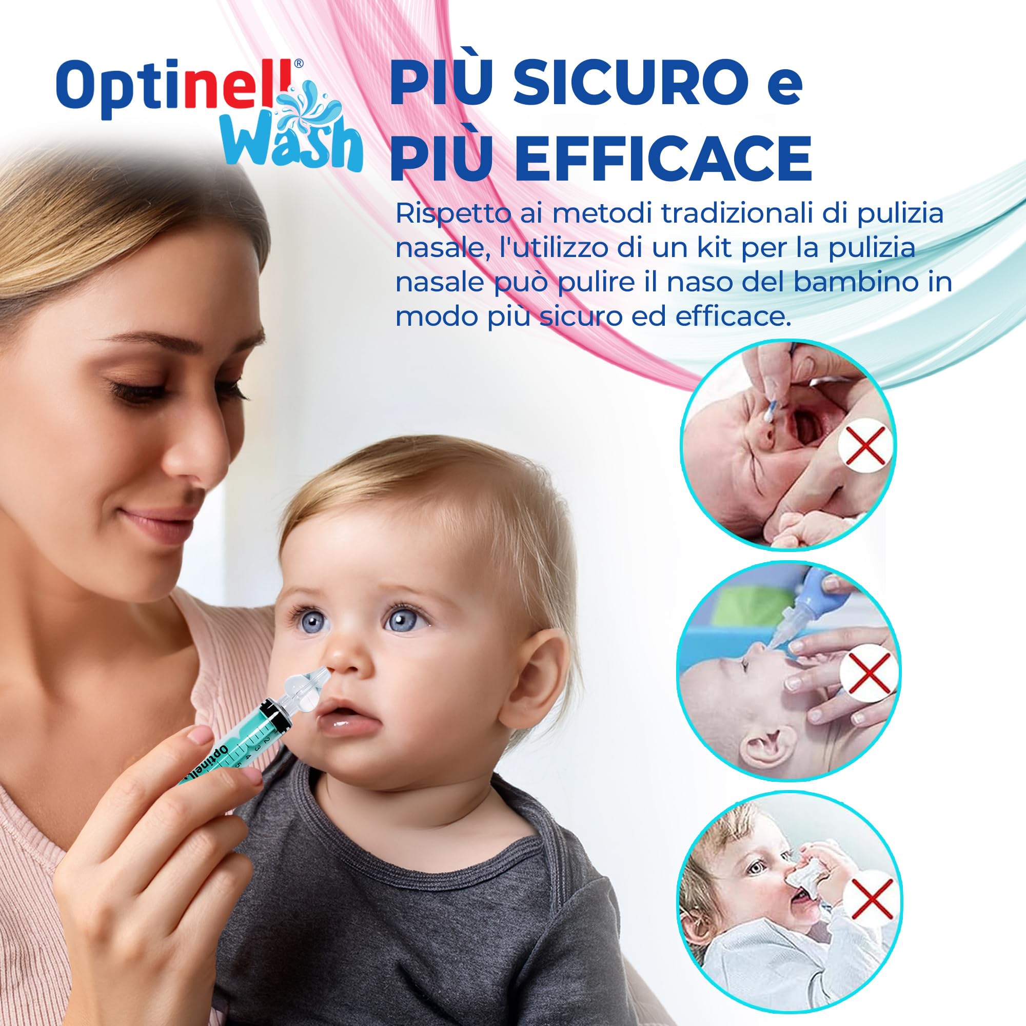 Optinell Wash – Siringa per Lavaggi Nasali Bambini 10ml con Beccuccio in Silicone Morbido | Kit Lavaggio Nasale per Neonato e Bambino | Senza BPA, Riutilizzabile, Igienico (2 Pezzi)