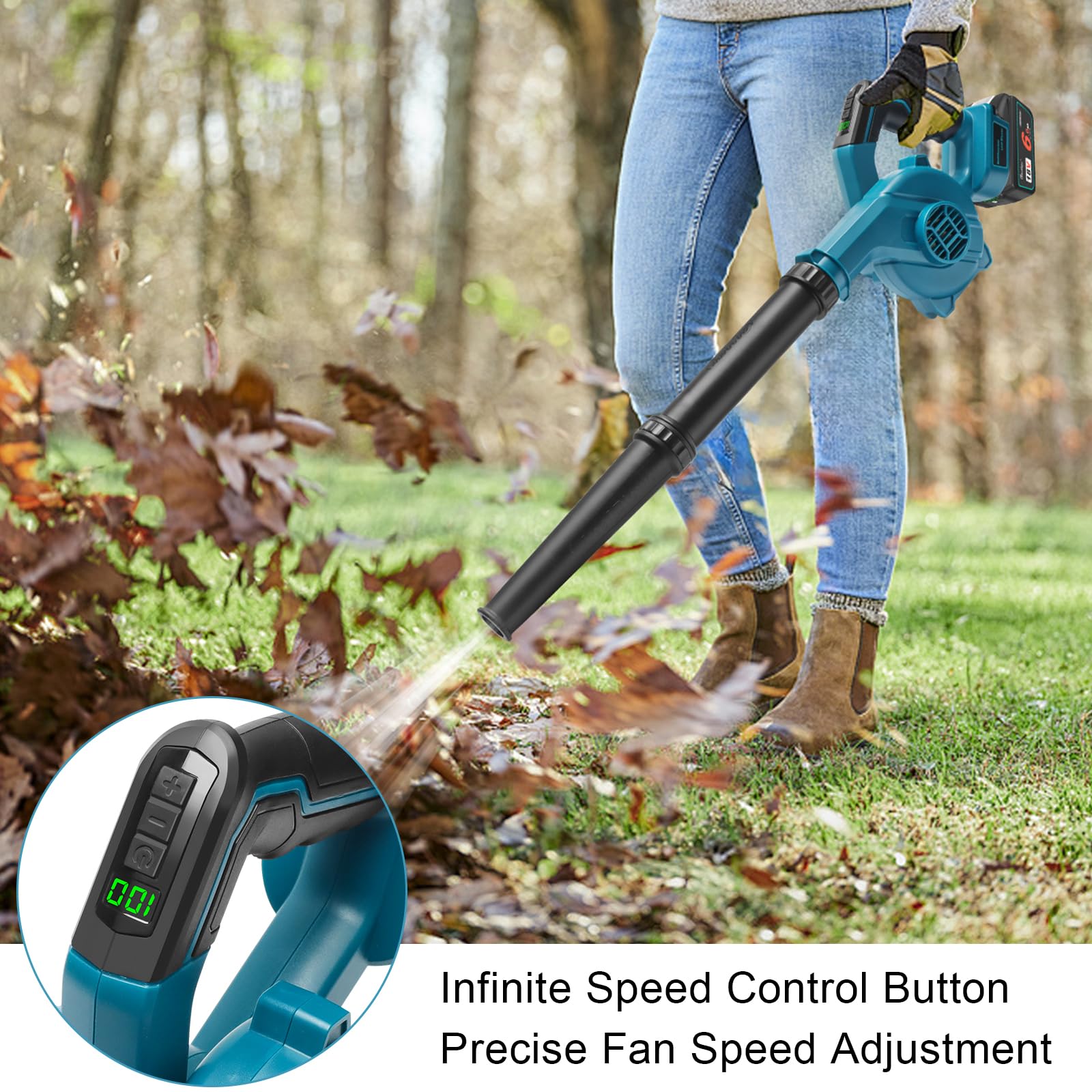 Kabelloser Laubbläser Bläser kompatibel mit Makita 18V Batterien für PC Reinigung, Schneeräumung und Laubbläser