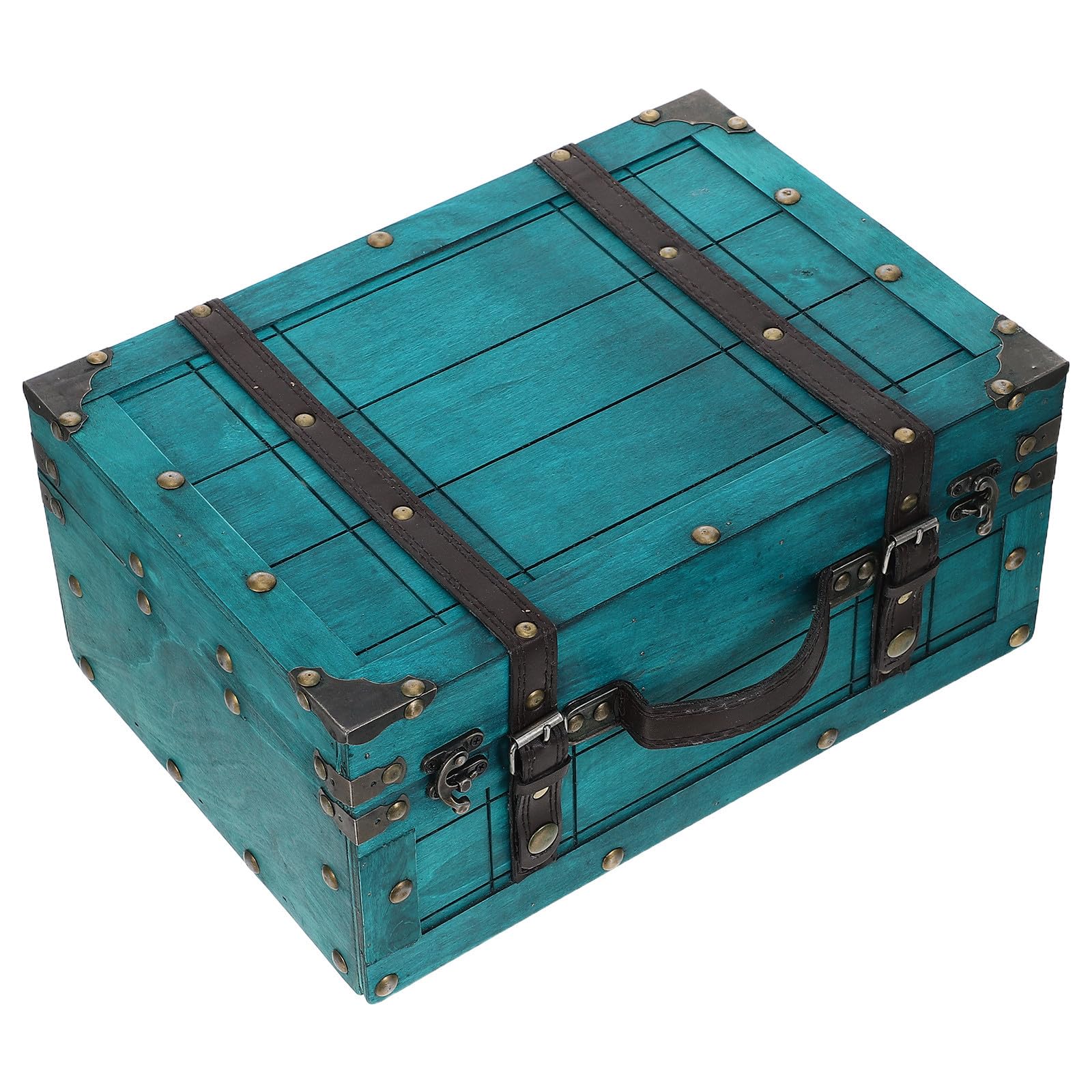 Antique Wooden Storage Chest with Lid Handcrafted Vintage Jewelry Box Wooden Vintage Suitcase for Keepsakes Weddings And Collectibles