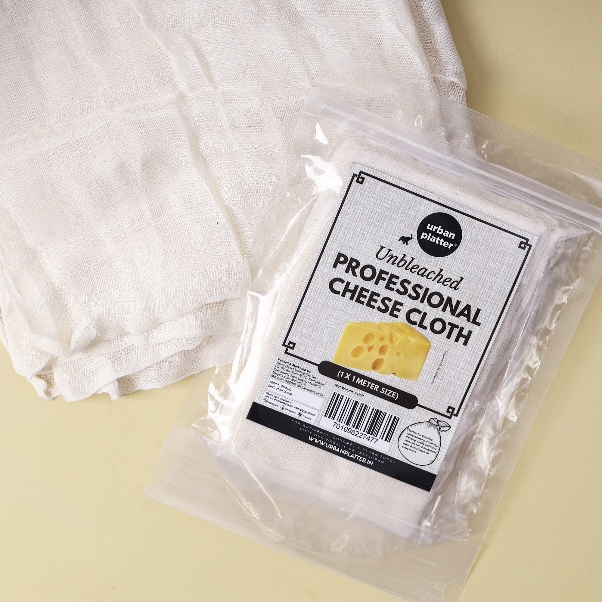 urban platter Premium Cotton Professional Cheese Making Unbleached Cloth (1 Mtr X 1 Mtr, Multicolour) - Image 5 thumbnail