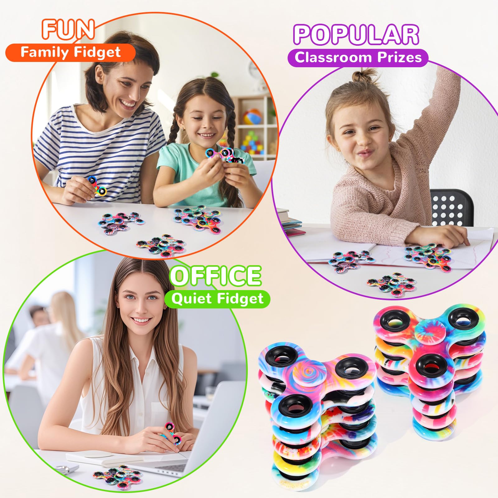 SCIONE 12 Pack Fidget Spinners, Mini Stress Relief Fidget Toys for Kids Colourful Hand Spinner with Smooth Bearings - Image 2
