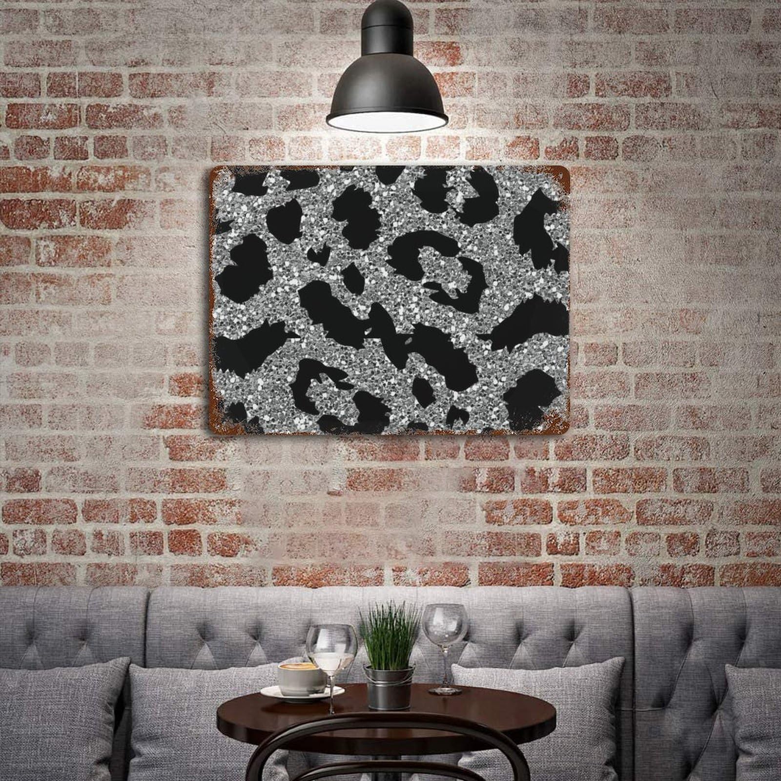 Amazon.co.jp: ブリキ看板 きらきら輝く スパンコール ヒョウ柄