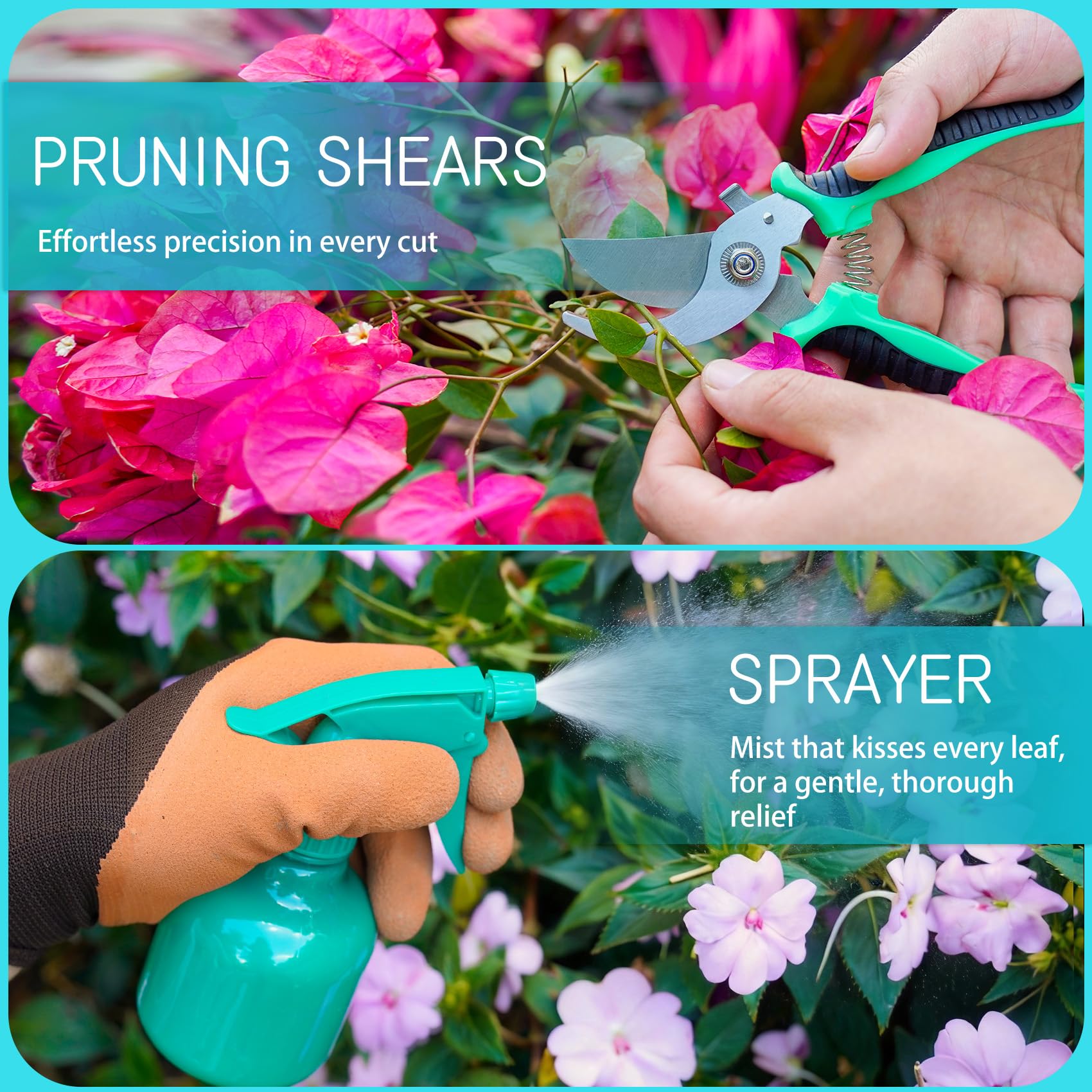 Kit de Jardinage Robuste 10 pièces en Acier Inoxydable avec sécateur Gants et Sac de Rangement idéal pour Femmes et Hommes Un Cadeau Parfait pour Les jardiniers