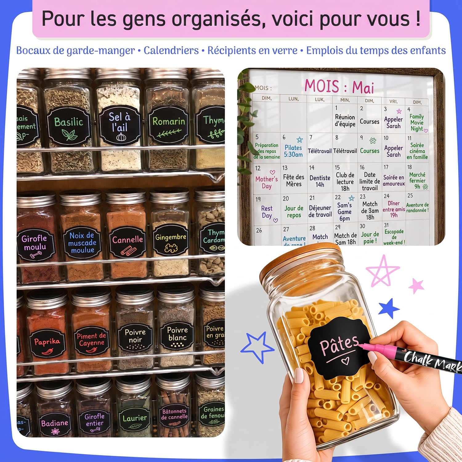 Chalkola Set 30 Marqueur Craie Effacable Tableau Noir 1mm - Stylo Craie