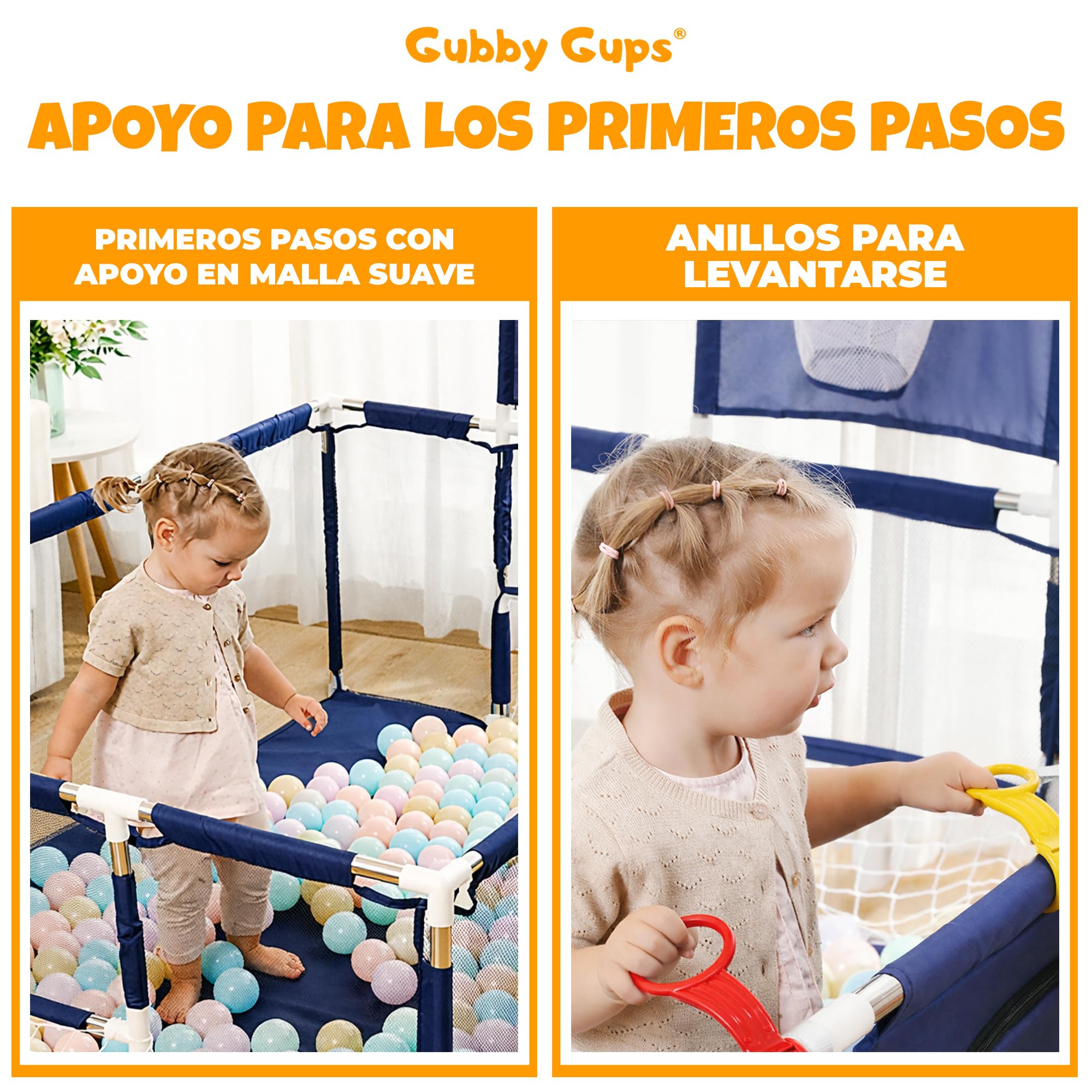 Parque Infantil Bebé XXL 180x122 cm con Canasta y Portería de Fútbol | Parque infantil XXL con malla transpirable, anillas para primeros pasos, canasta de baloncesto, portería de fútbol.
