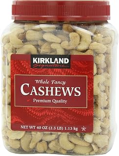 Kirkland Signature Cashews 40 Ounce Roasted Nuts - Fresh Large Bulk Pack 2.5 lbs