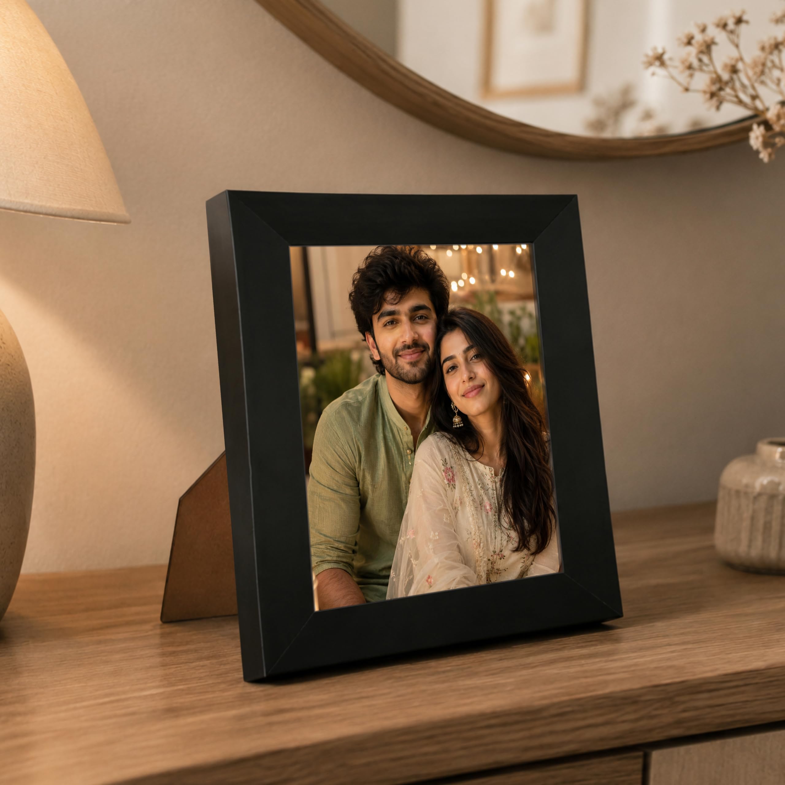 Art Street Synthetic Wood Table/Wall Photo Frame for Home and Office Wall Décor (Black, 5x5 Inch)