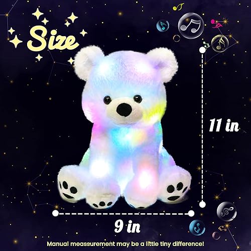 Miniatura 2 de Hopearl Oso polar de peluche con luces LED y música, con volumen ajustable, canciones de cuna, animado, da calma, para festival, cumpleaños, niños