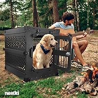 Vista 6 de Jaula para perros plegable y resistente, portátil de aluminio con recubrimiento en polvo para perros medianos, ideal para uso en interiores y viajes