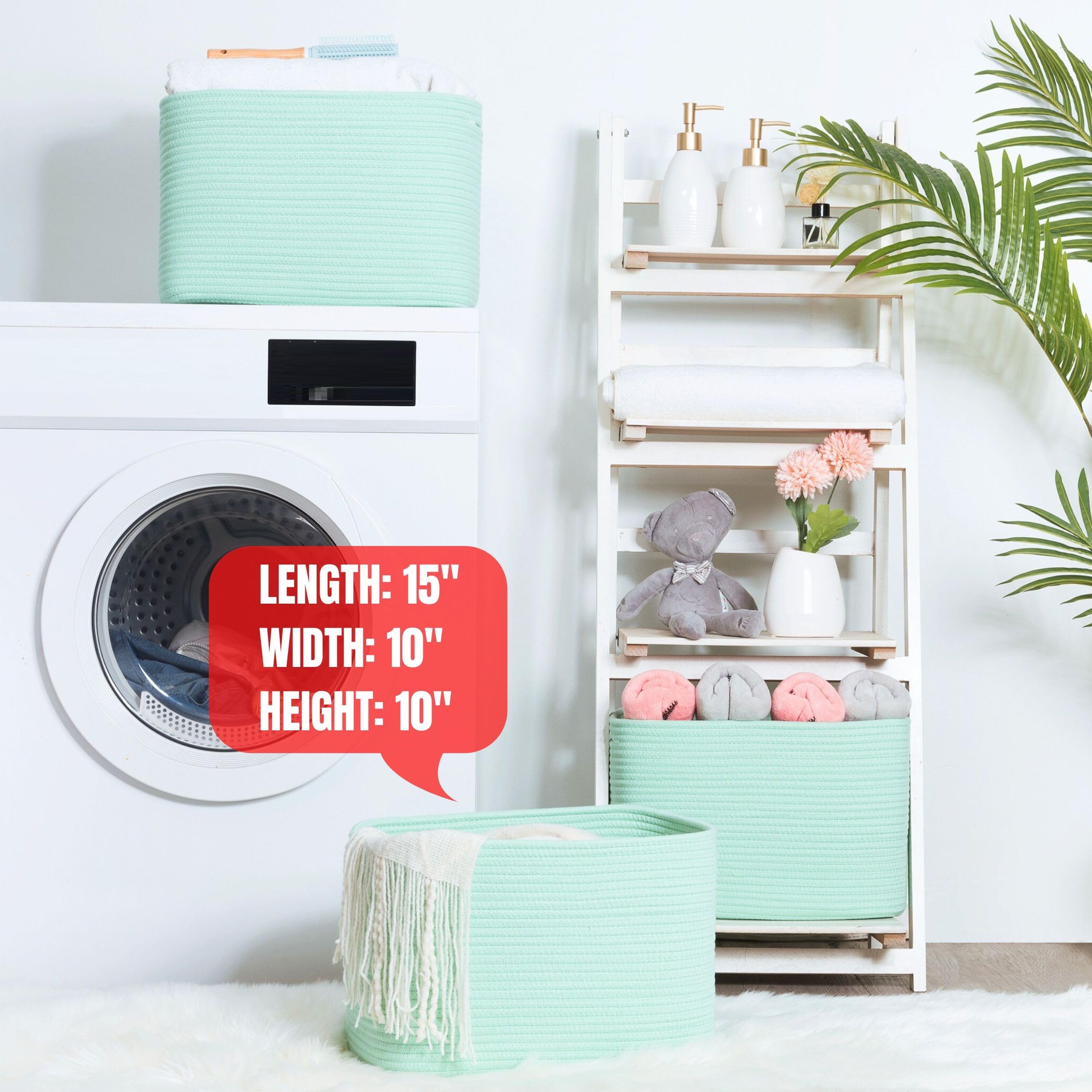 MINTWOOD Design Paquete de 3 cestas de almacenamiento para estantes, cestas decorativas para organizar, cestas tejidas para almacenamiento, cesta de libros, caja de almacenamiento de cubo, armario de