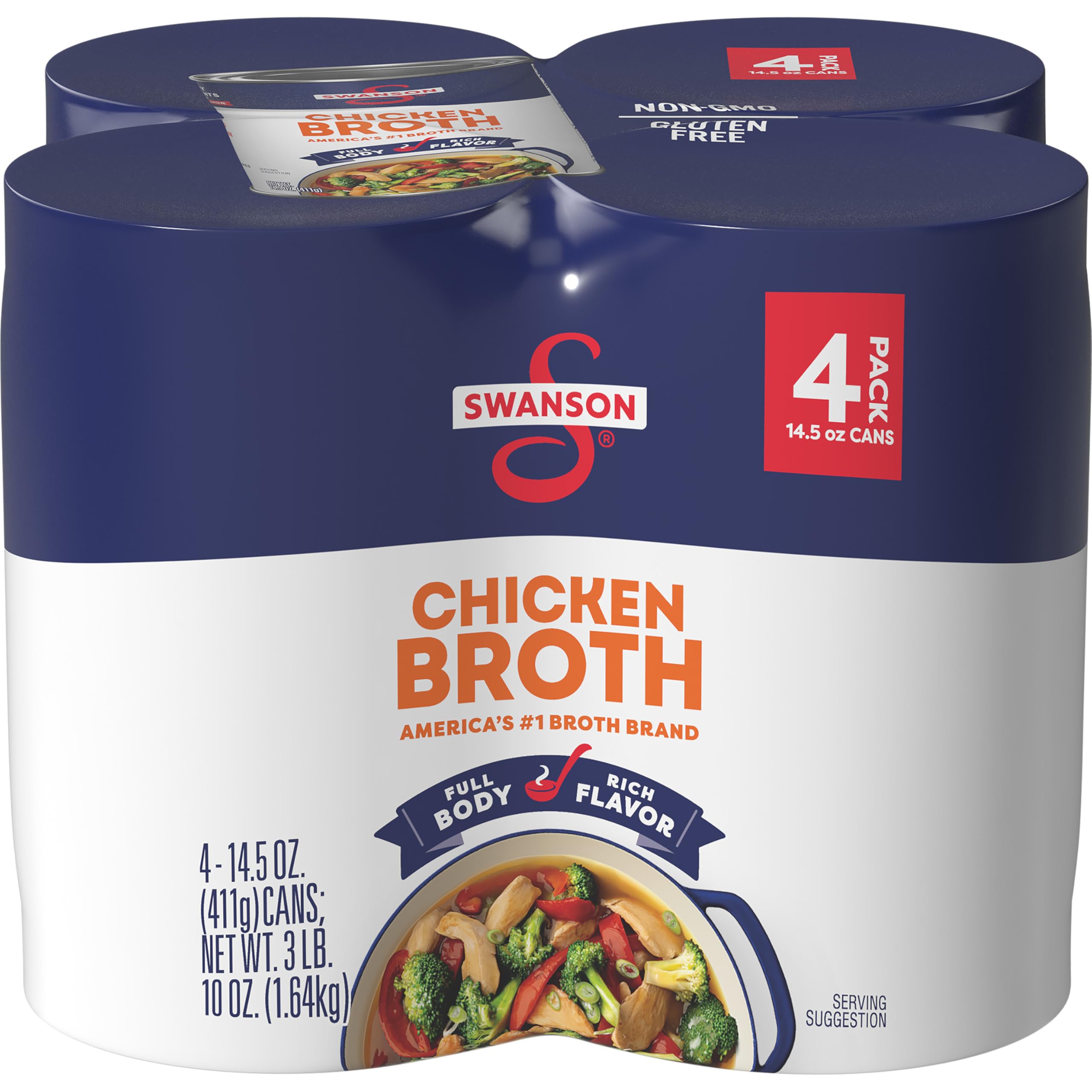 100% Natural Chicken Broth, 14.5 oz Can (Pack of 4)
