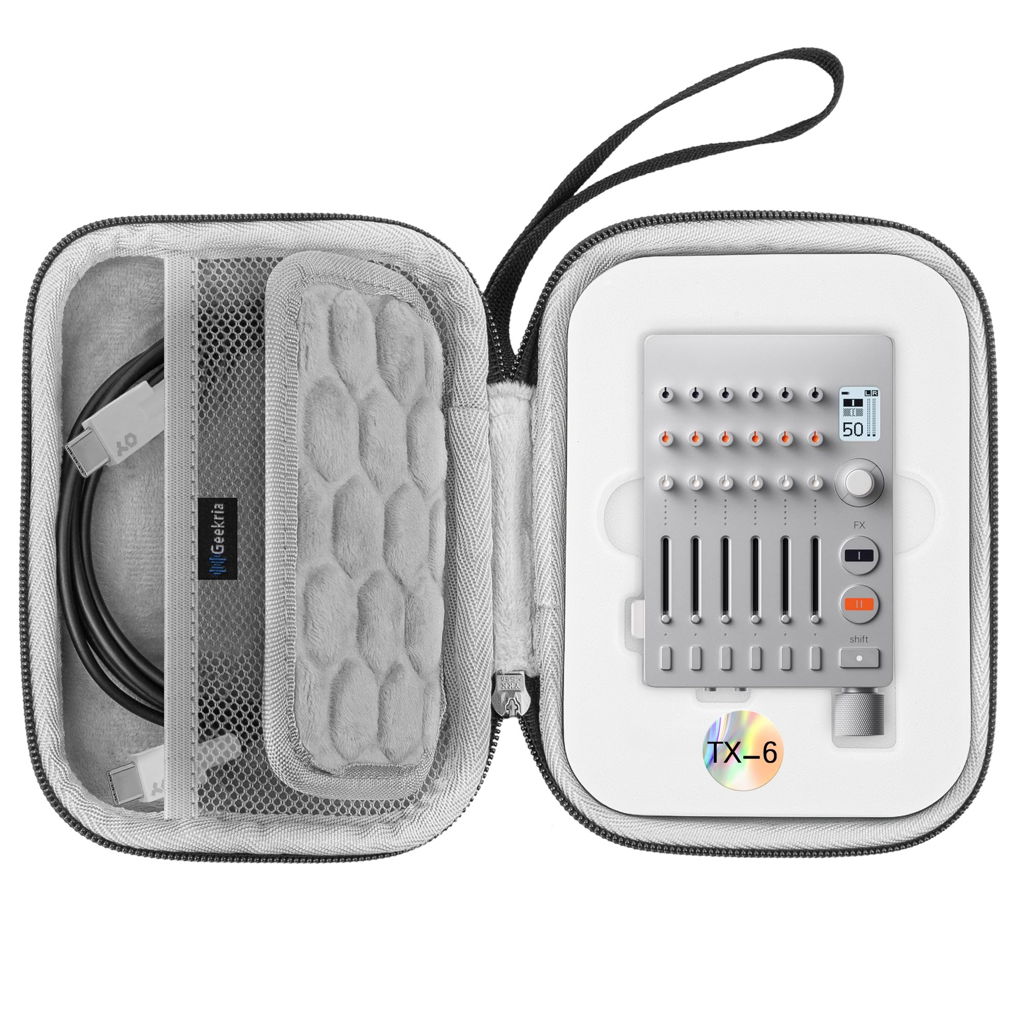 GEEKRIA Étui de transport pour interface audio, compatible avec Teenage Engineering TX-6, EVA Hard Shell Portable Travel Bag (gris foncé)