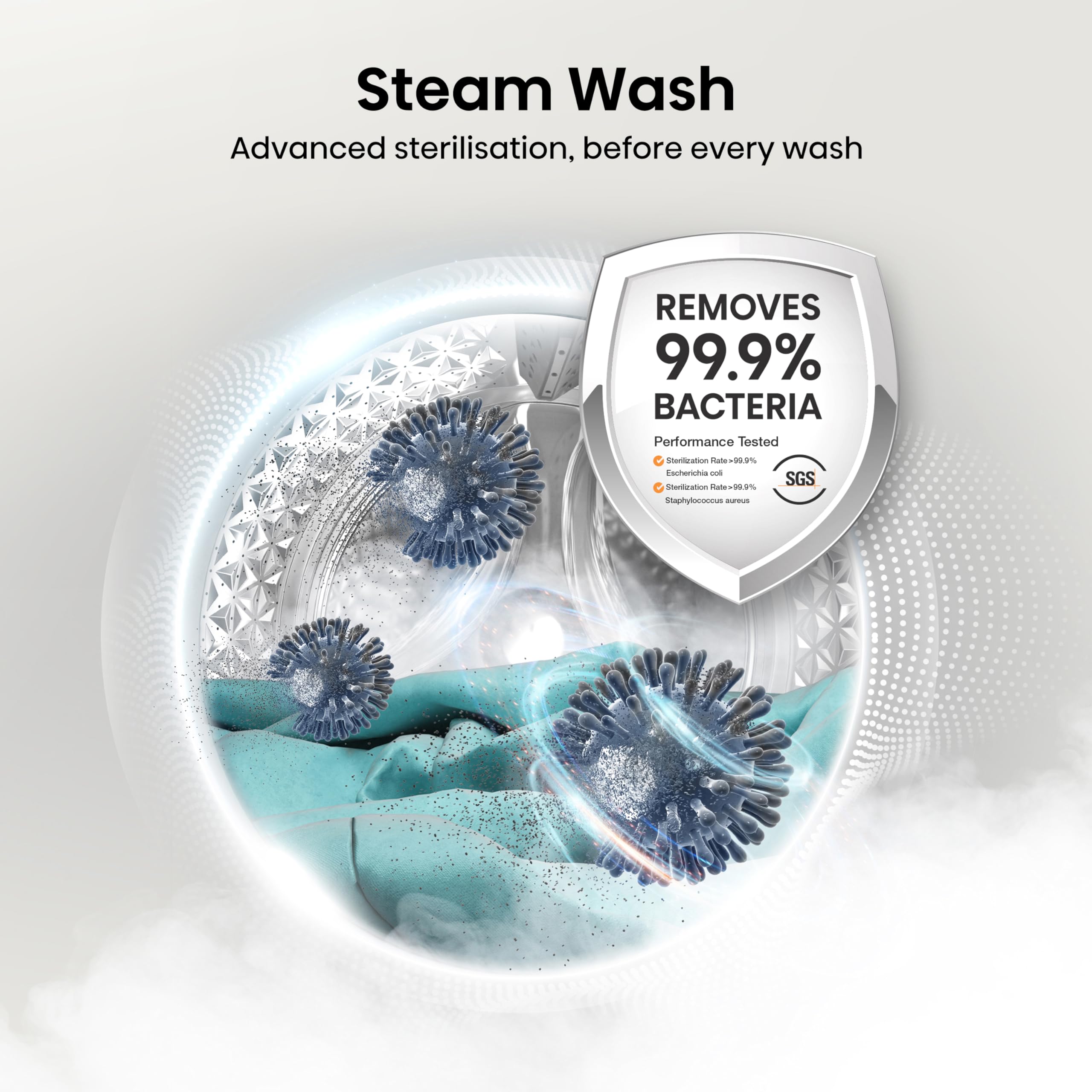 Hisense 3S Series WD3S9043BW3 Wifi Connected 9Kg / 6Kg Washer Dryer with 1400 rpm - White - D Rated [Wash&Dry], A Rated [Wash Only] — view 9