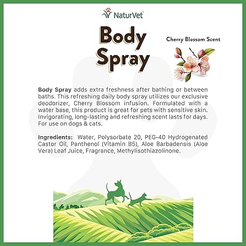 Miniatura 2 de NaturVet Spray corporal con aroma a flor de cerezo para perros y gatos, 8 onzas