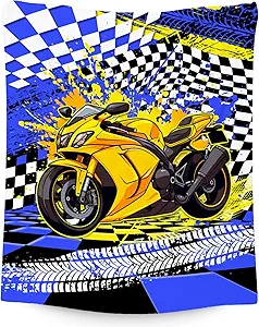 Blanket for Boys, Motorcycle Blankets Gifts, Car Throw for Kids Grandson, Fluffy Flannel Throw for Men, 60"x80"
