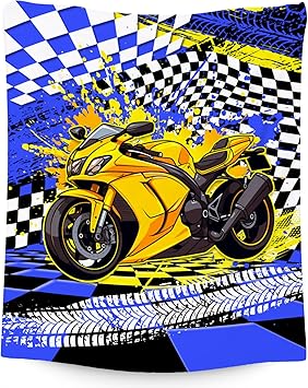 Blanket for Boys, Motorcycle Blankets Gifts, Car Throw for Kids Grandson, Fluffy Flannel Throw for Men, 60"x80"