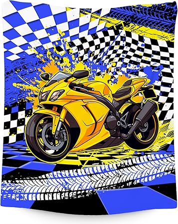 Blanket for Boys, Motorcycle Blankets Gifts, Car Throw for Kids Grandson, Fluffy Flannel Throw for Men, 60"x80"