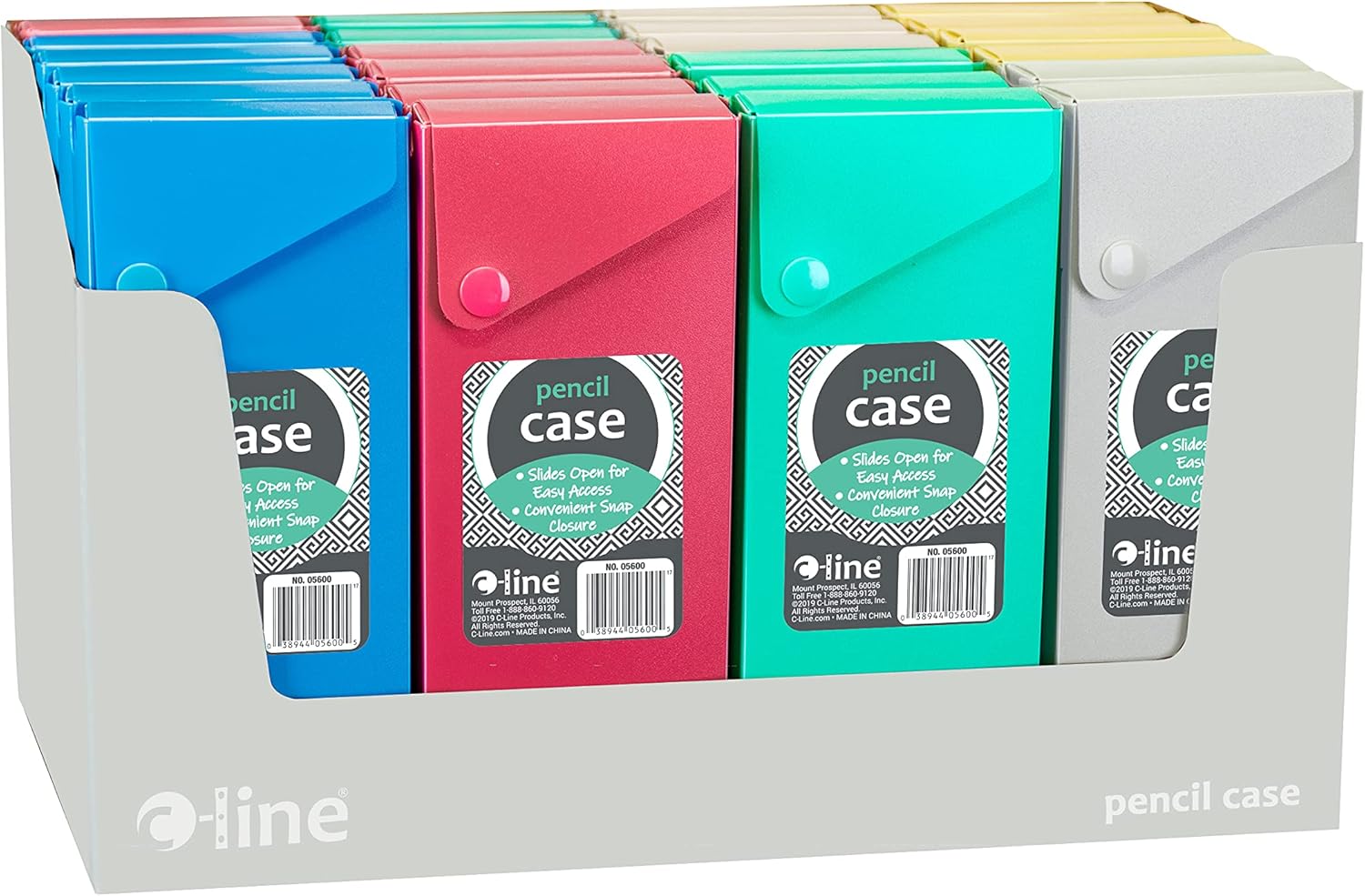 C-Line Slider Pencil Case, Poly, Pack of 24 Pencil Cases, Assorted Colors (05600-24)