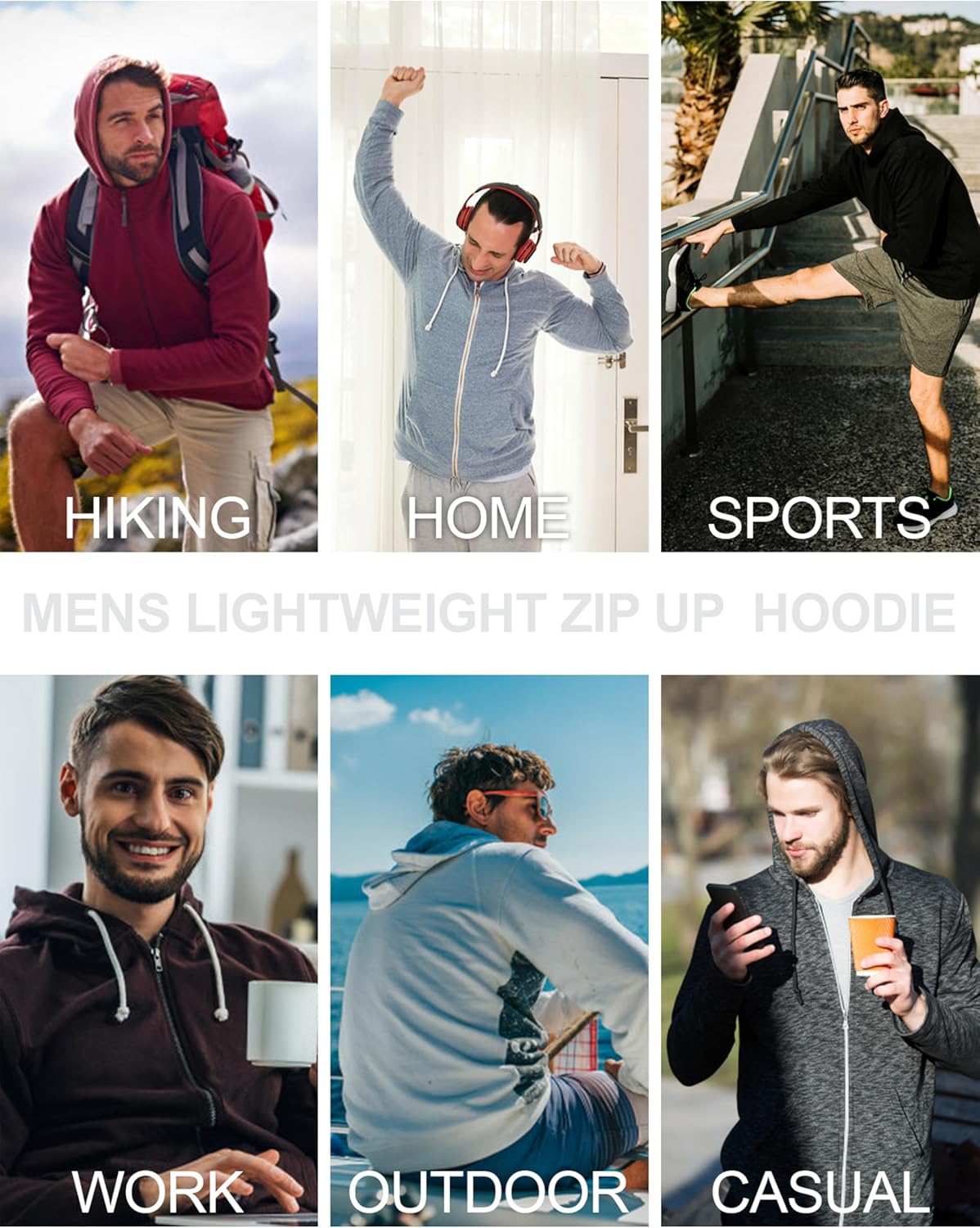 Men's Lightweight Zip Up Hoodie Long Sleeve Sweatshirt Athletic Slim Fit Basic Jacket with Pockets(Regular & Tall) - Image 5