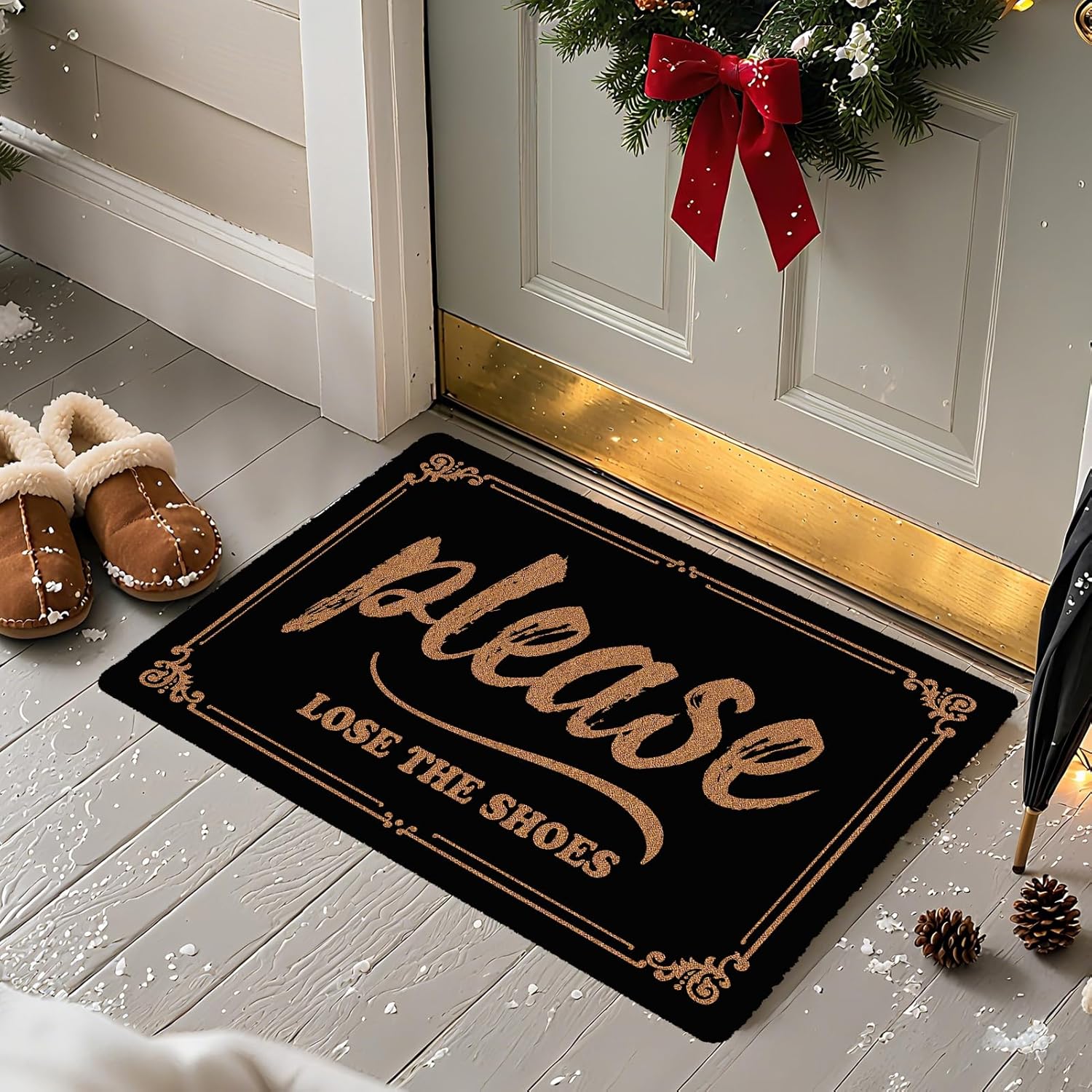 Please Lose The Shoes Doormat 30x17 Inch Funny Welcome Door Mat Front Door Mat Indoor Outdoor Entrance with Non-Slip PVC Backing Waterproof Black Home Decor Holiday