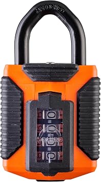 Squire Heavy Duty Padlock CP50 - Toughest Steel Shackle - 4 Wheel Combination Padlock - Alloy Steel for Corrosion Resistance - Weatherproof Lock for Home, School & Garage Orange, 50mm